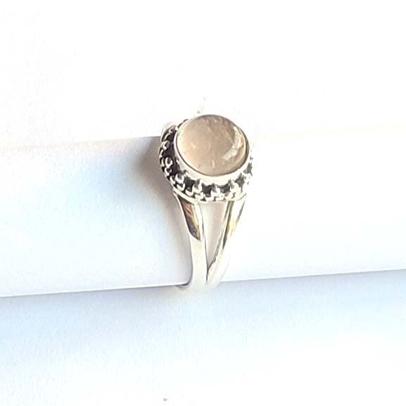 Natural Rose Quartz 925 Sterling Silver Handmade Dainty Ring All Size Available