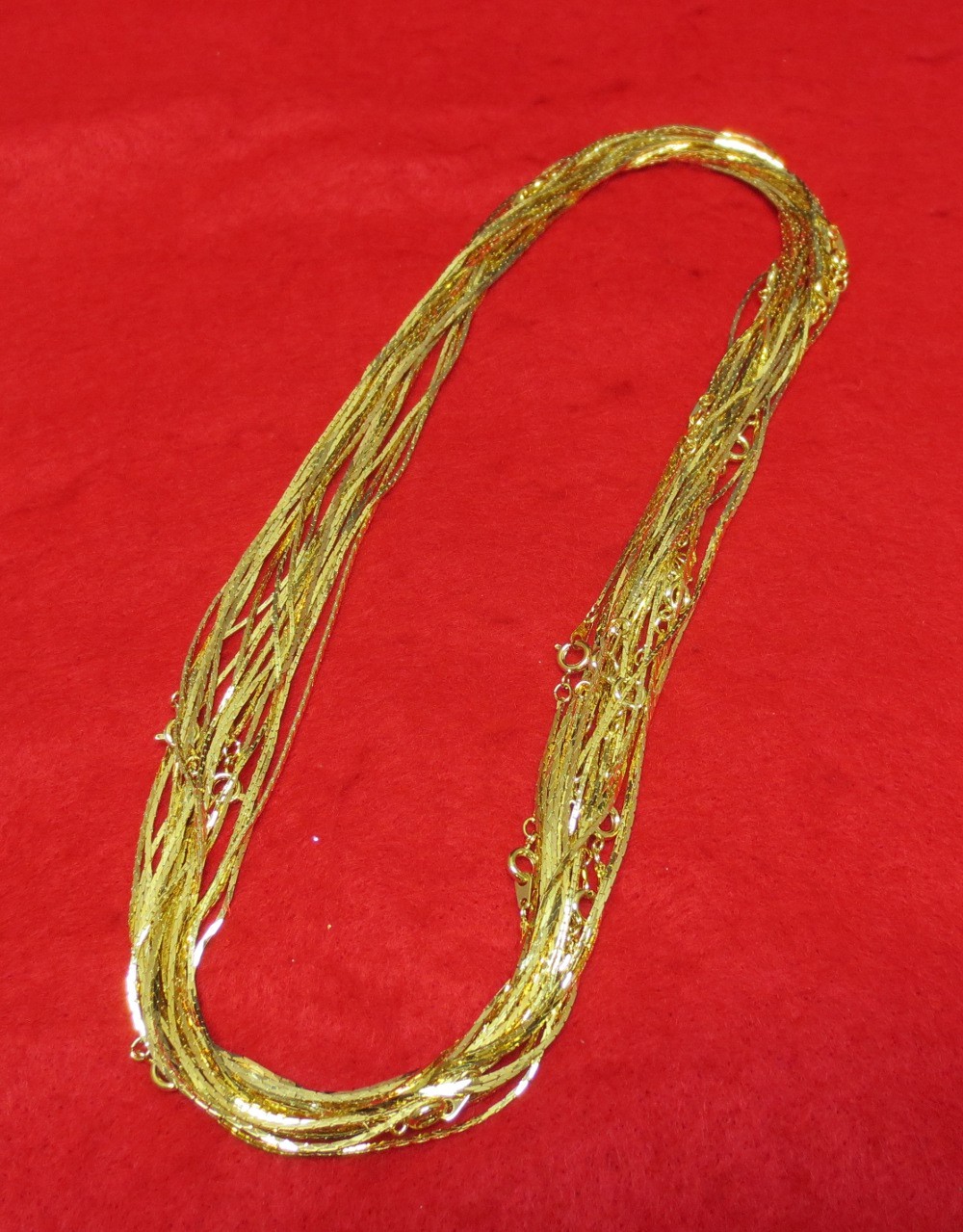 WHOLESALE LOTS OF 5- 144 14KT GOLD EP 18 INCH 1MM COBRA NECKLACES