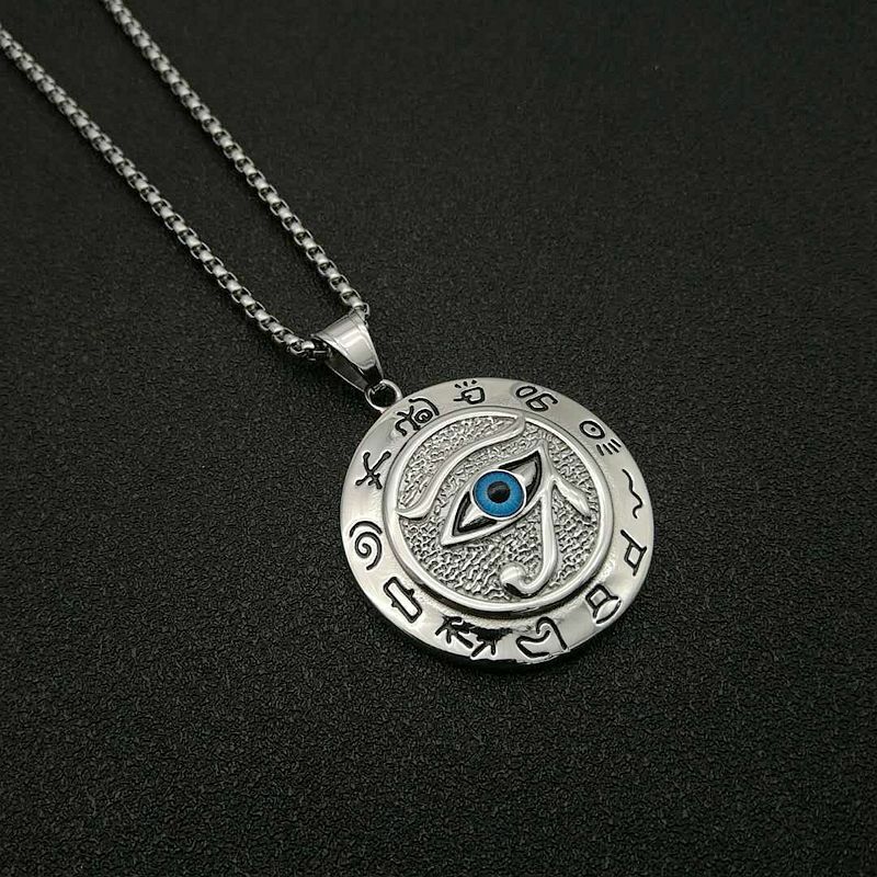 Egyptian Pharaoh Eye of Horus Ra Pendant Necklace Protection Jewelry Chain 24″