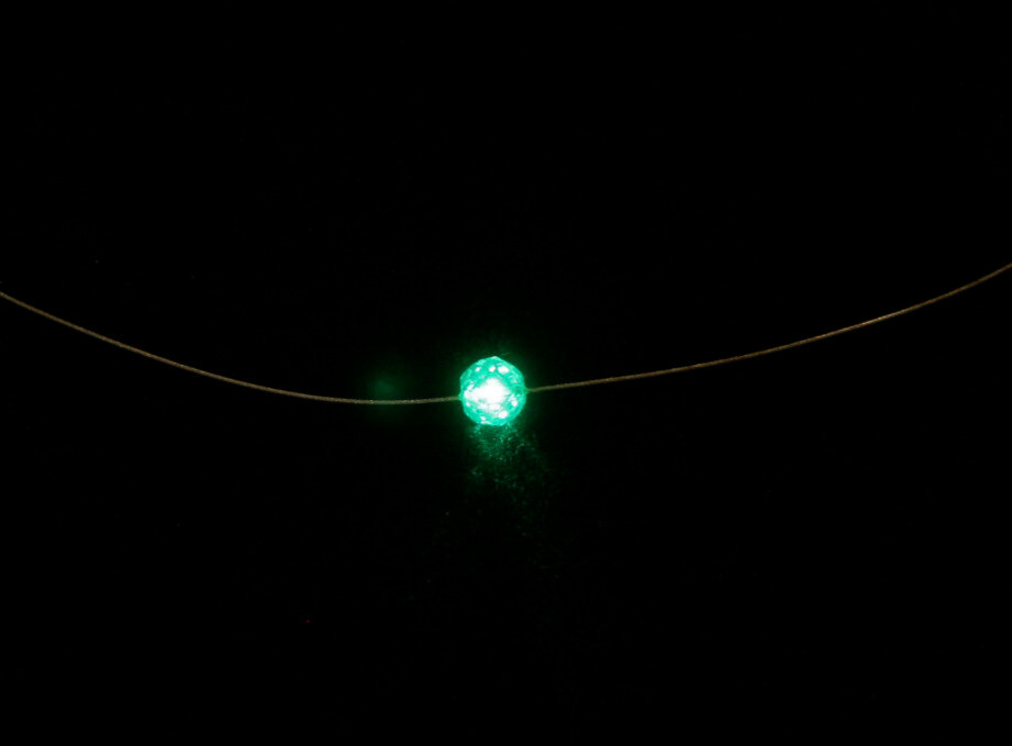 Light Up LED Crystal Pendant Necklace – Green Sphere – by MysticJewelry.com -NEW