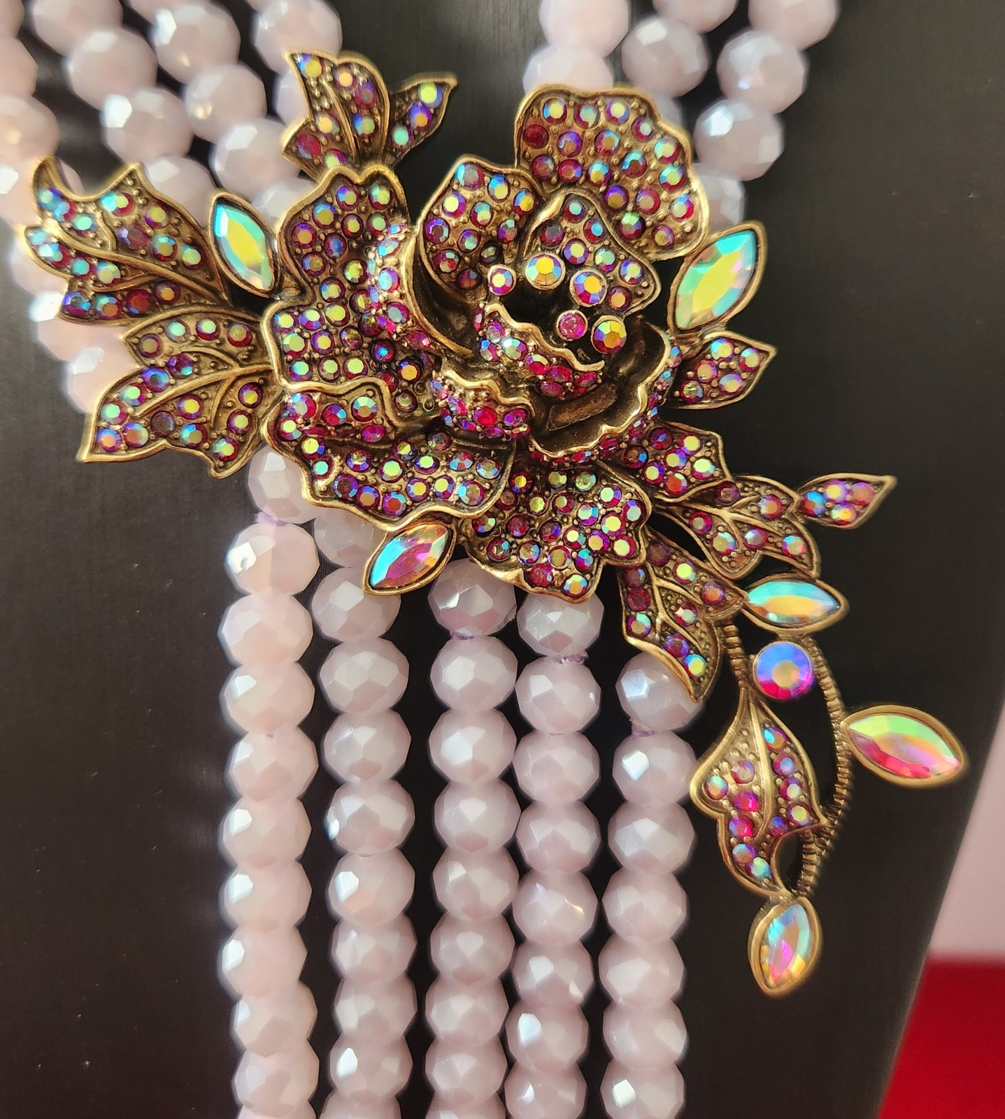 Heidi Daus “Rose Elegance” Lavender Necklace SIGNED