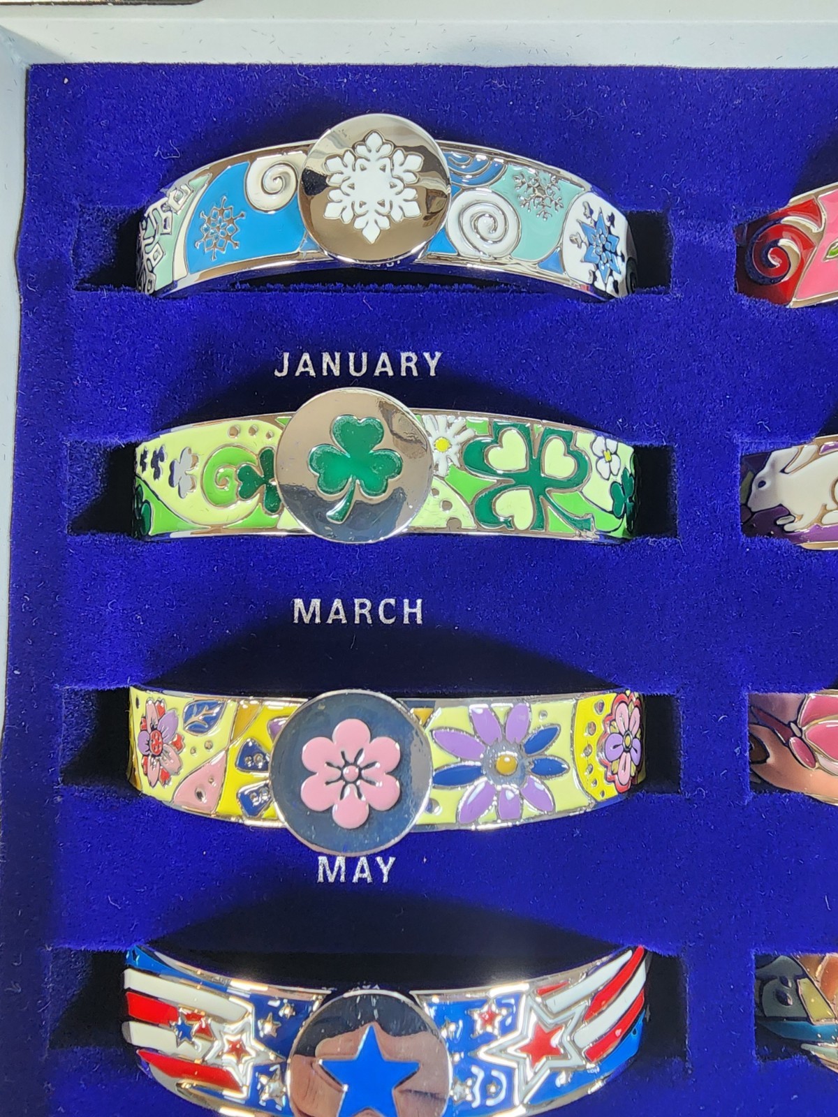 Willabee and Ward Danbury Mint Full Set 12 Month Hinged Bangle Bracelets HTF