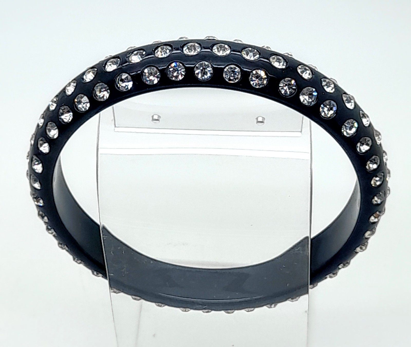 Boho black round Lucite Plastic clear rhinestone party fashion bangle bracelets