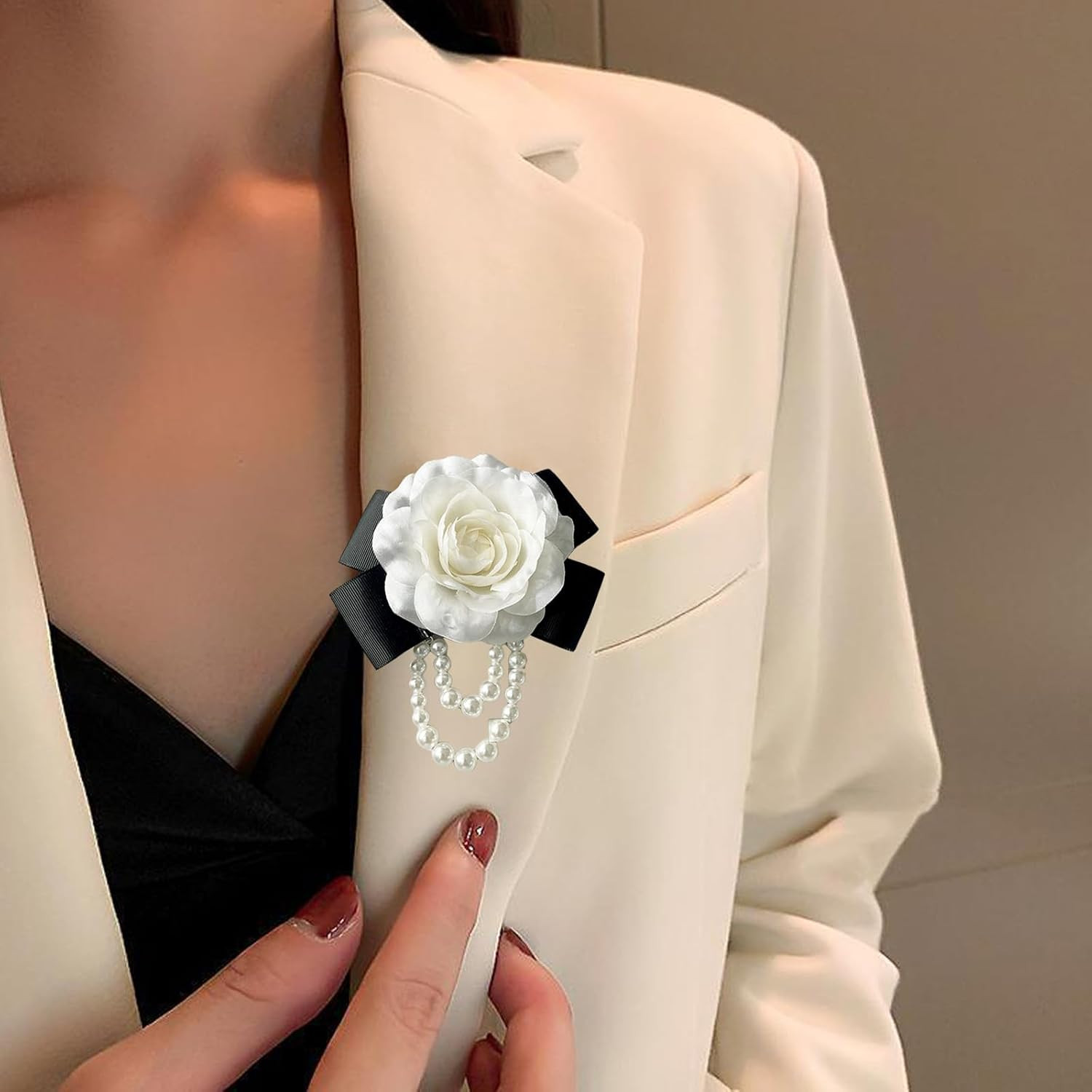 Camellia Pearl Brooches & Pins – Floral Shawl Clips & Hair Clips for Women & Gir