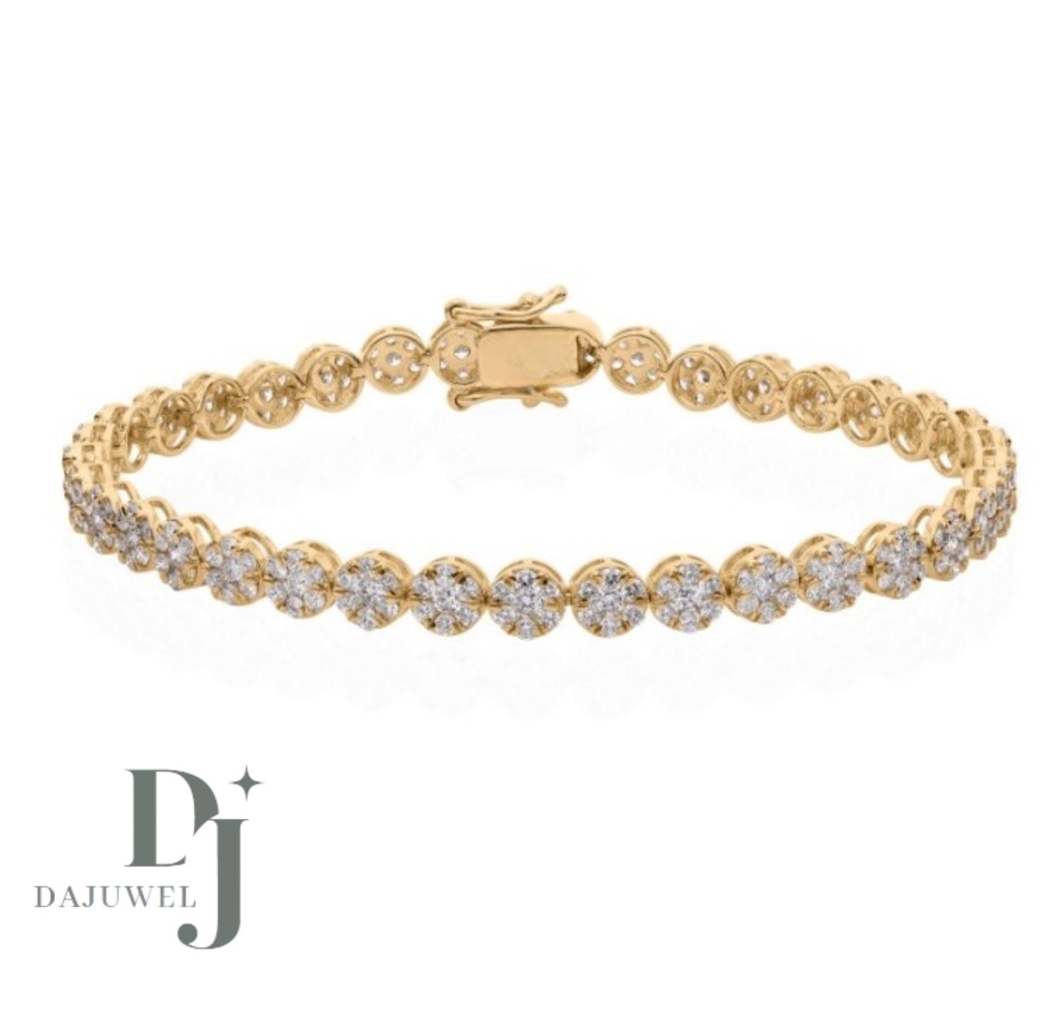7′ Inch Long Tennis Wedding Bracelet Solid 14K Yellow Gold 7 Carat Round Cut