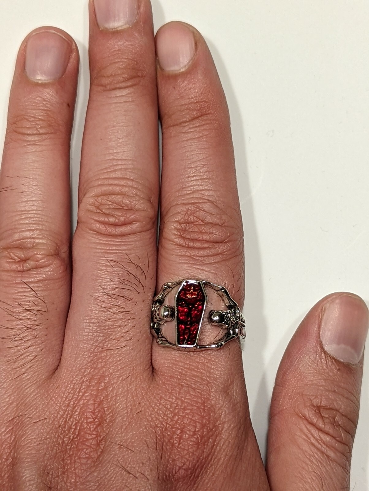 New Vintage Punk Skull Ring Unisex Hip Hop Engagement Rings Fashion Red Zircon