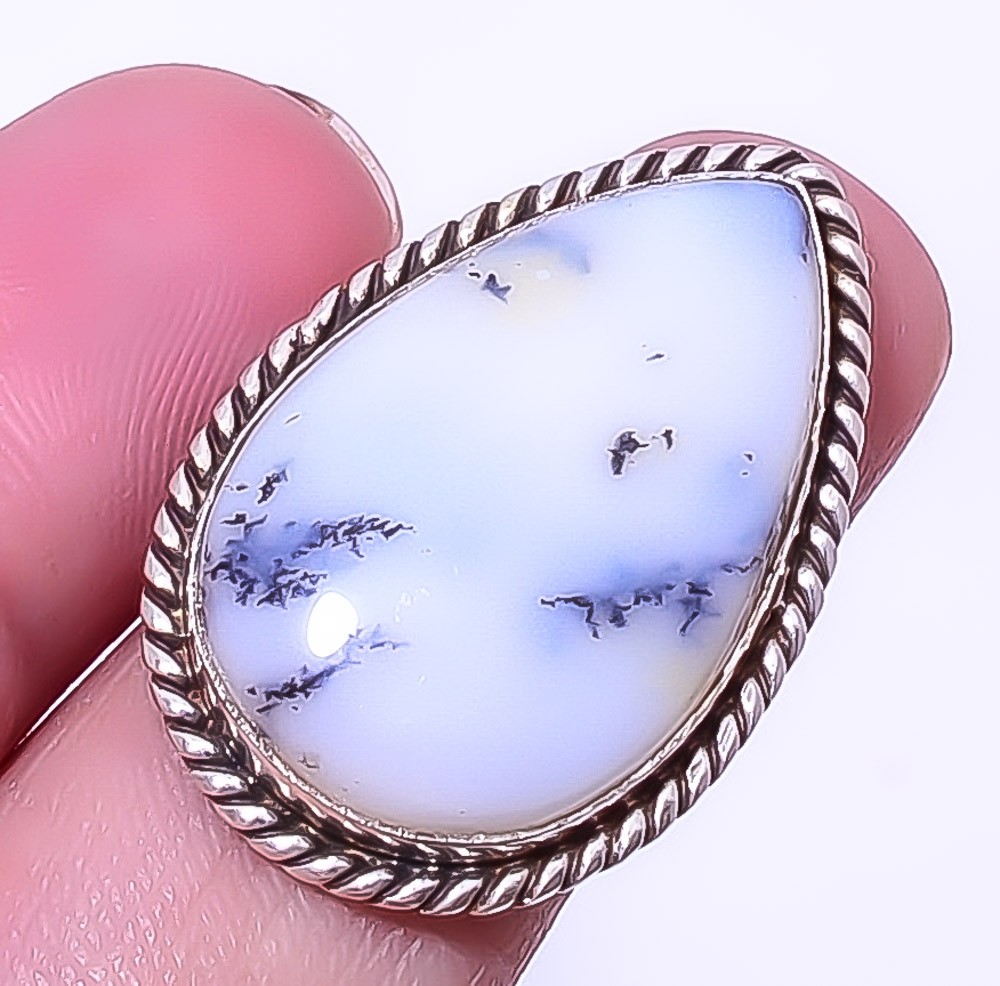 Dendritic Opal – Brazil Silver Handmade Jewelry Ring Adjustable (5)