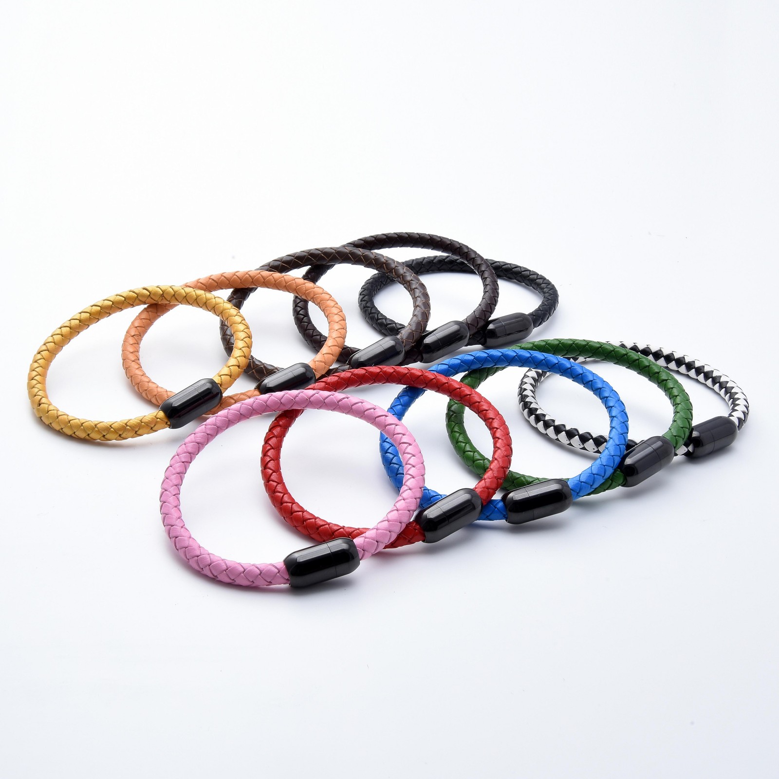 Simple Classic Leather Rope Chain Charm Bracelet Stainless Steel Unisex Jewelry