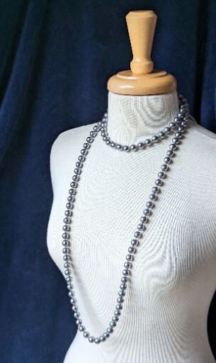 NWT Gunmetal Grey Faux PEARL 54″ Long NECKLACE White House Black Market WHBM