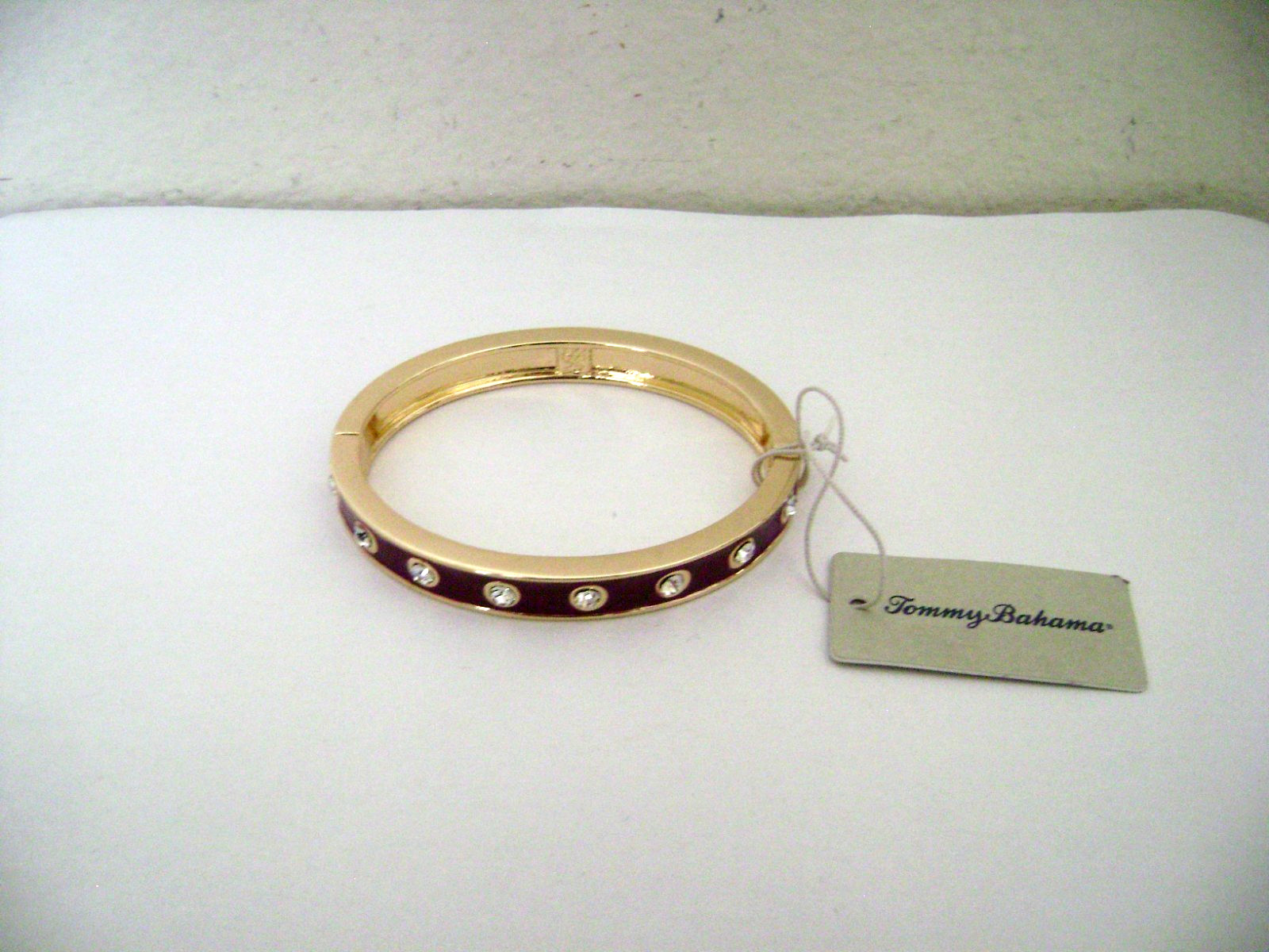 Tommy Bahama Bracelet Burgundy Enamel w/Crystals, Goldtone, New w/Tag $44.50