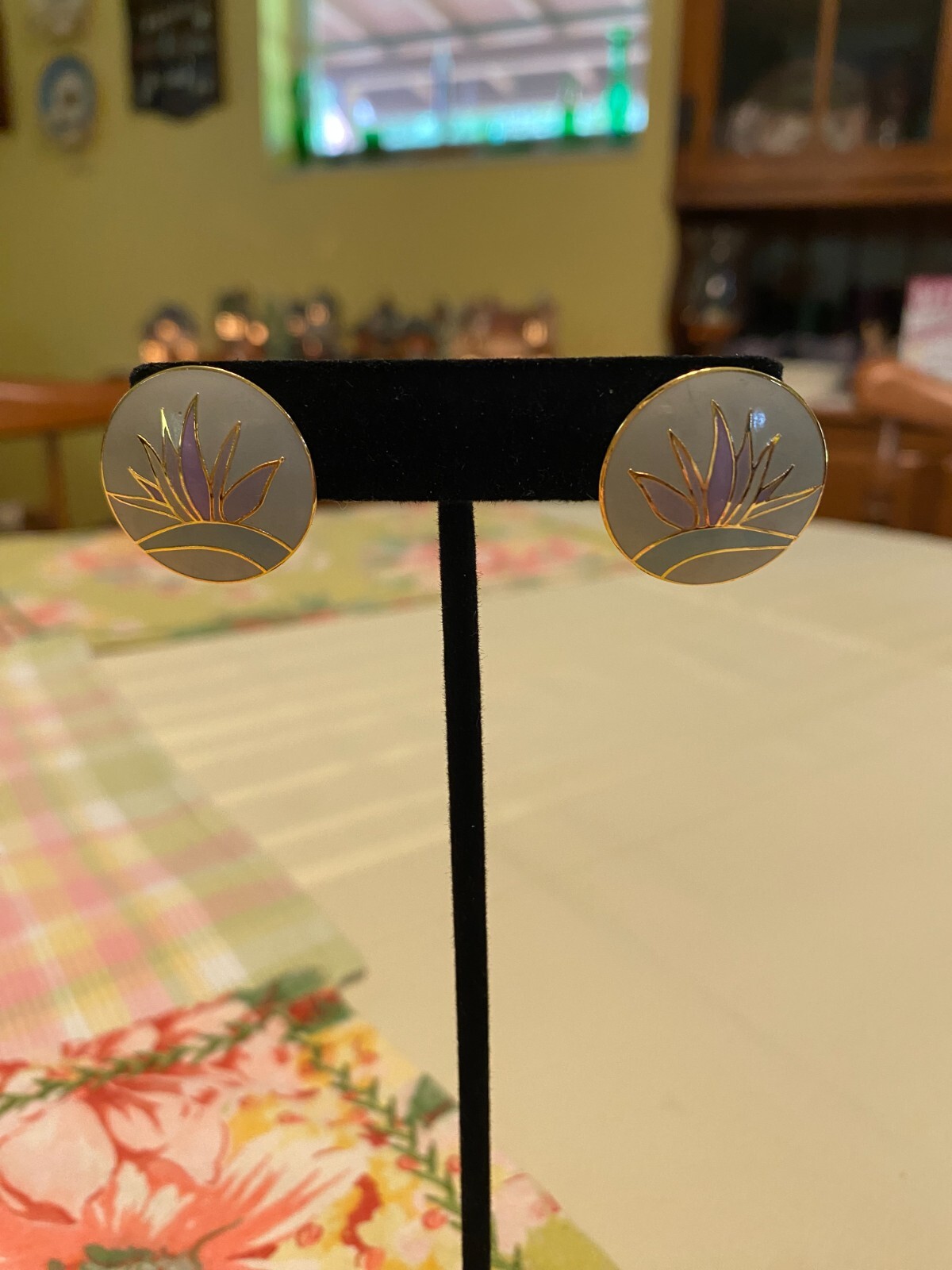 Laurel Burch Pastel Cloisonne Pierced Earrings