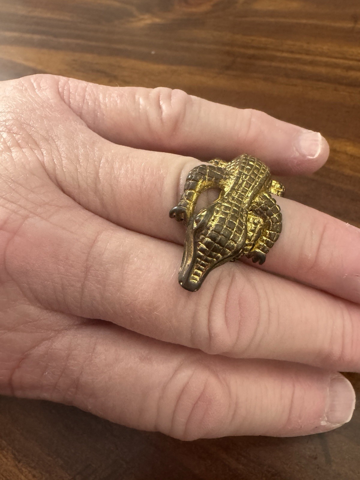 Reptile Ring Gecko Iguana Alligator Gold Size 6.5