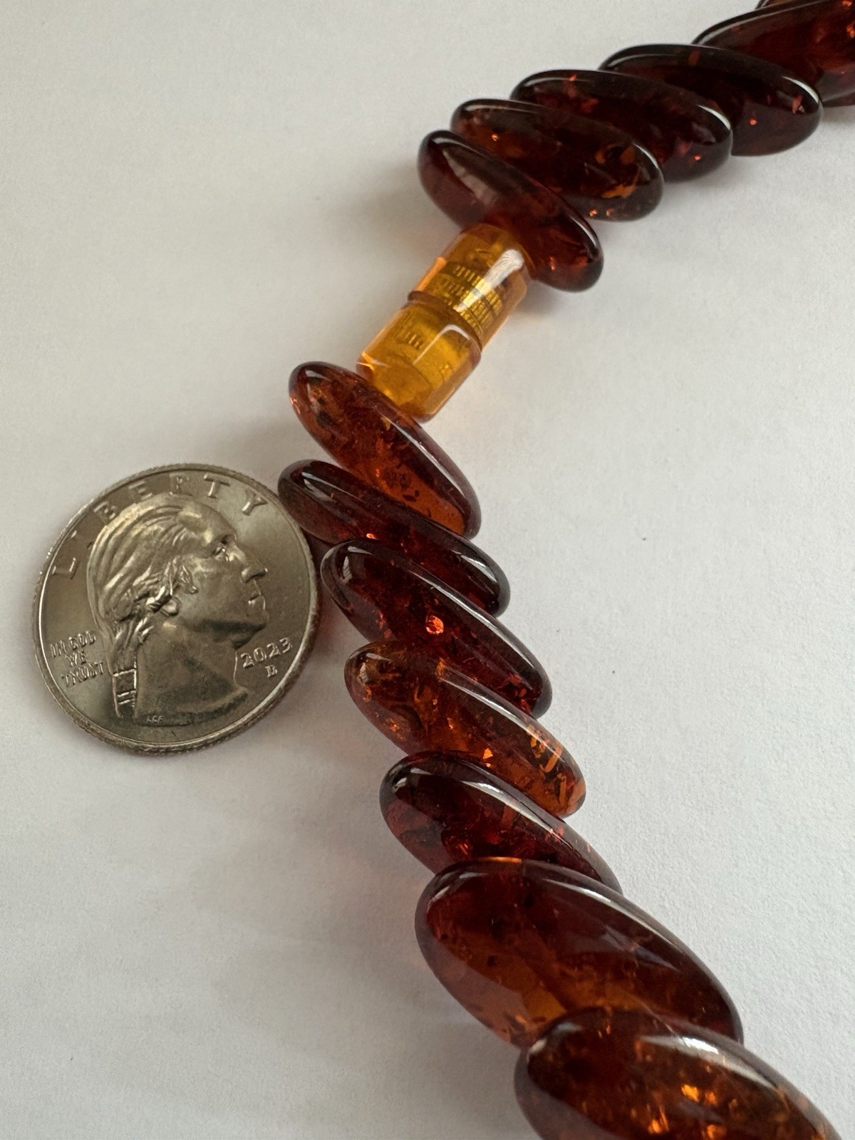 Baltic Amber & Egg Yolk Yellow Color Beaded Disc Necklace