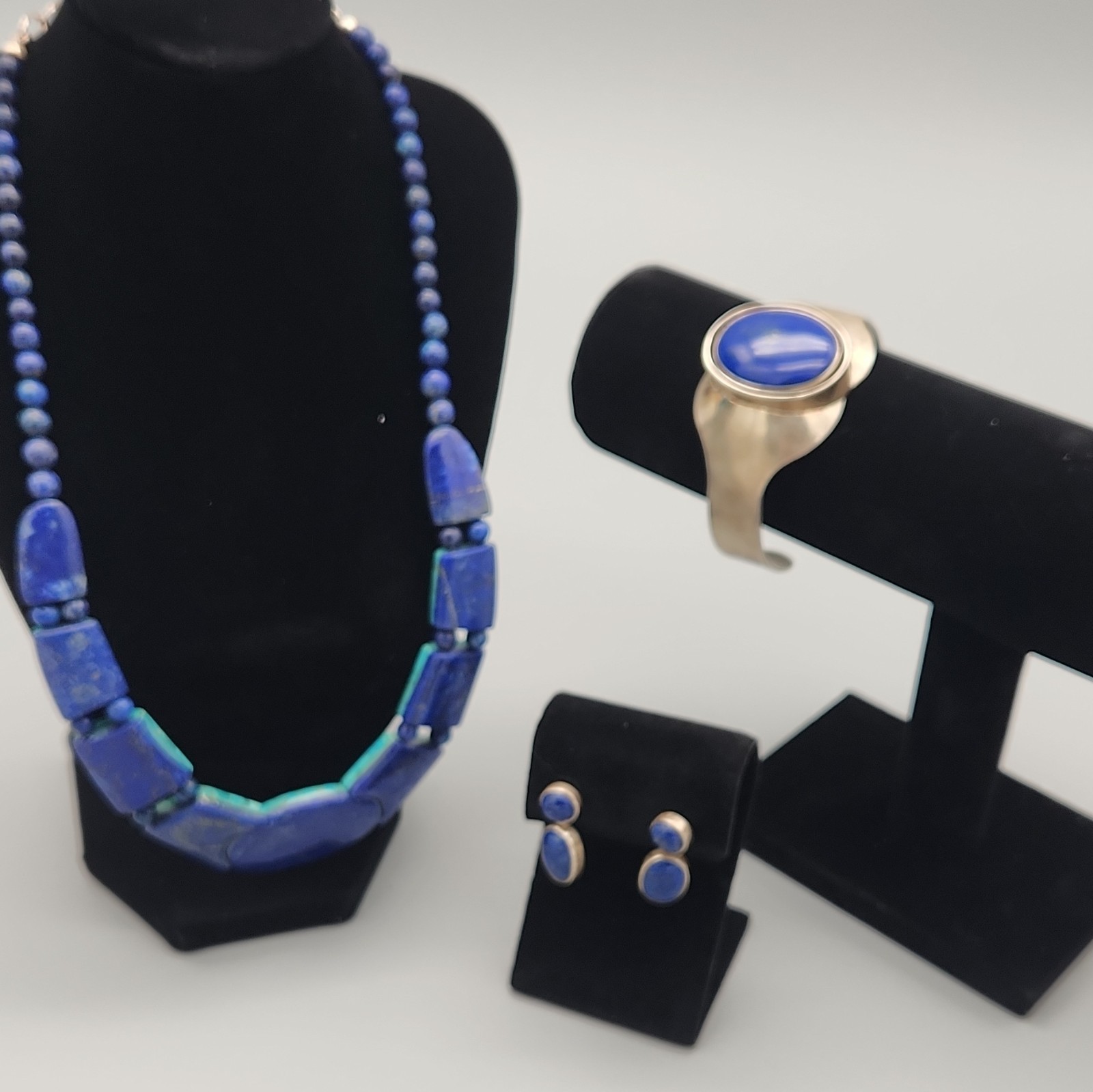 Jay King DTR Sterling Silver Lapis Lazuli Necklace Cuff Bracelet Earrings Set