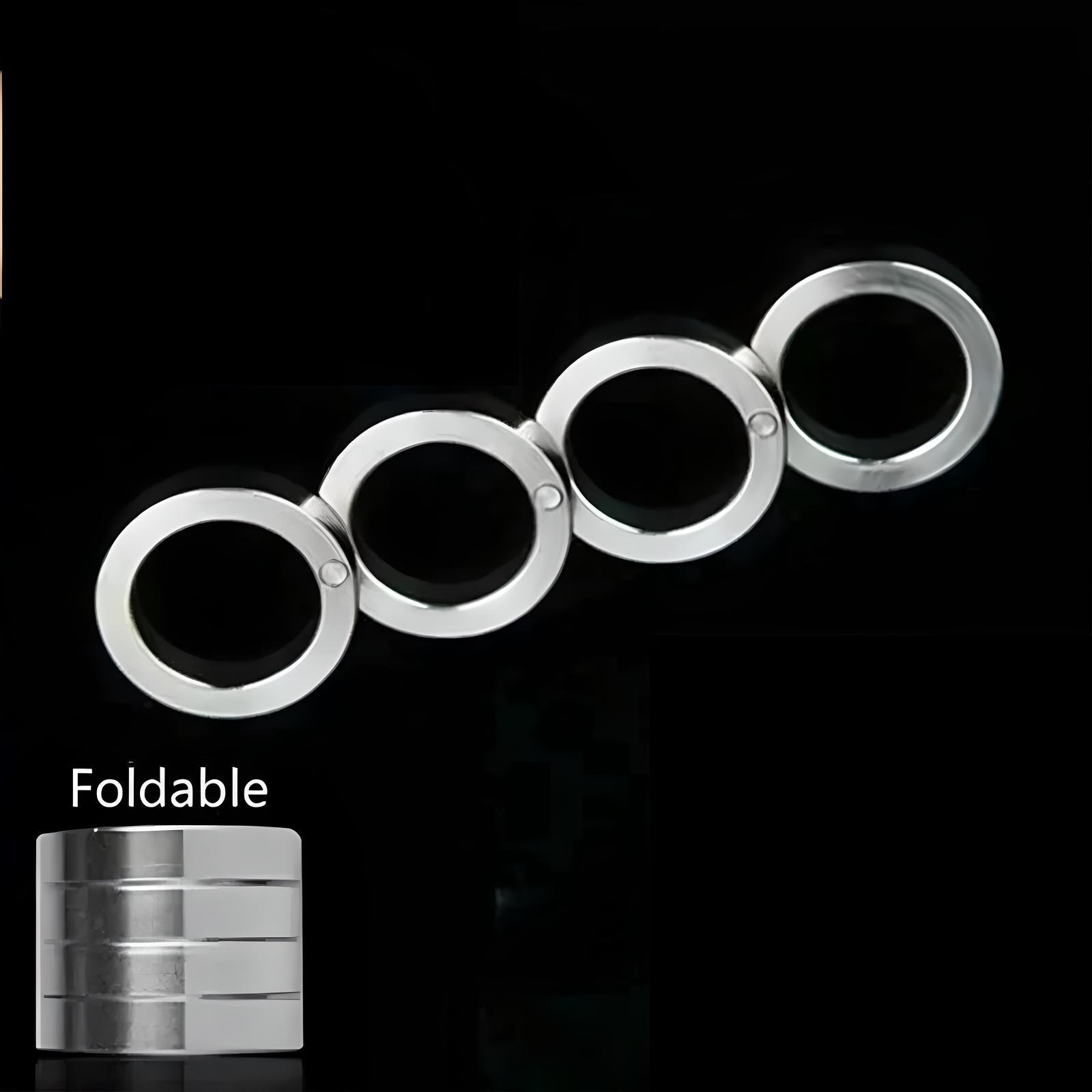 4x Stainless Steel Outdoor Rotatable Folding Ring Color Silver Hiking Men Women