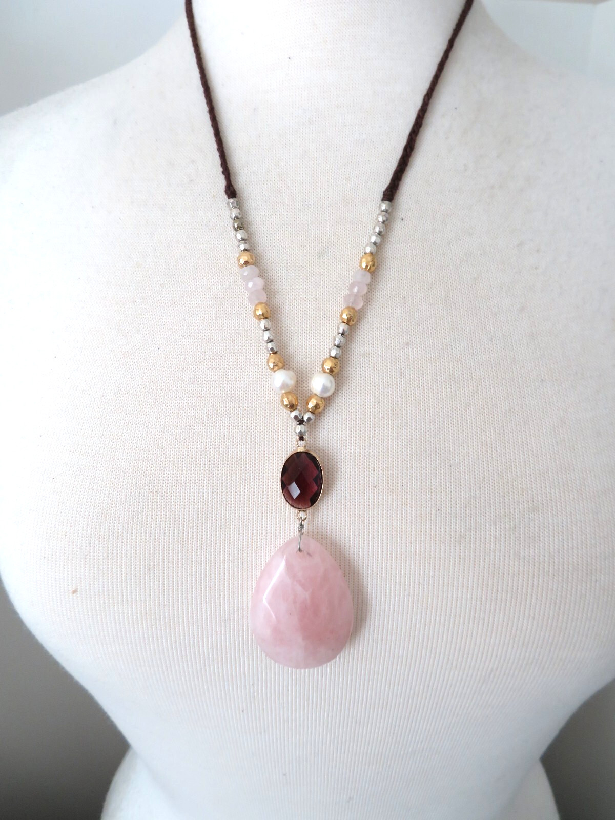 J.JILL ROSE QUARTZ NECKLACE16-22″