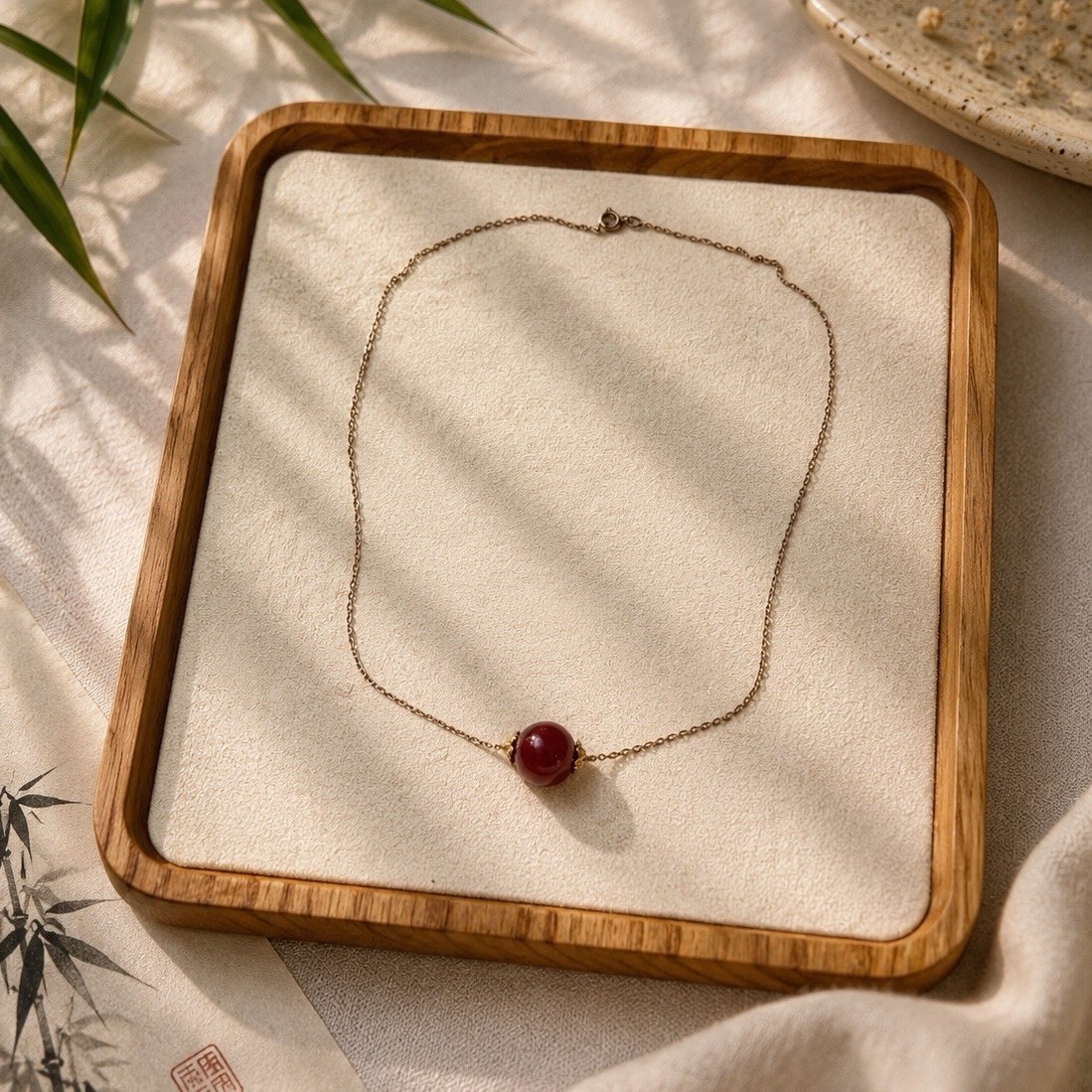 Natural Red Gemstone Necklace Gold Chain
