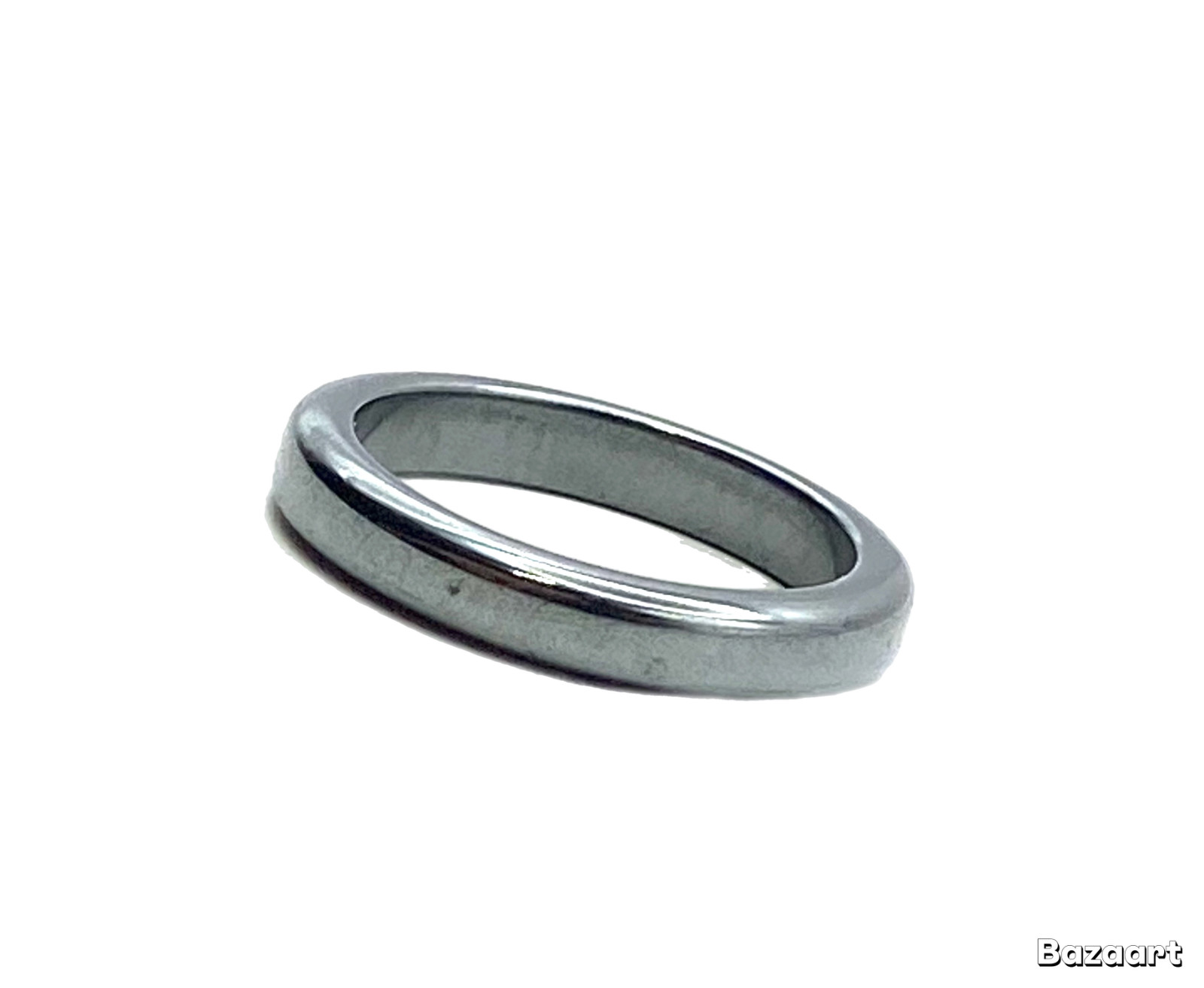 Hematite Unisex Ring Grounding Stone Protection & Stability Thick Band Sz 7.75