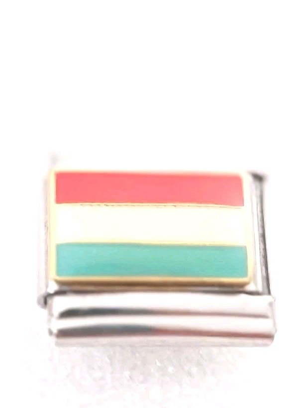 Authentic Casa D’Oro Hungary Hungarian Flag 9mm Link Italian Charm P126