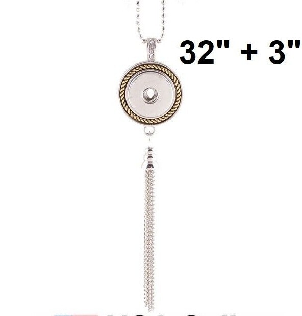 Snap Jewelry Gold Plated Trim Tassel Necklace 32″+3″ fits 18-20mm ginger Charms