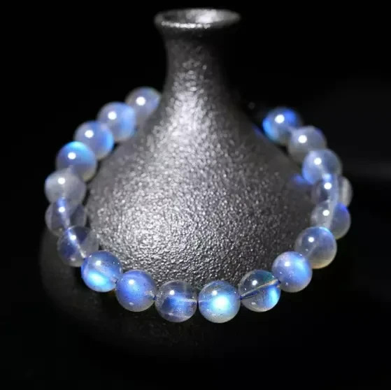 Handmade Natural Moonstone 8mm Round Beads Healing Calming Women Bracelet Gifts