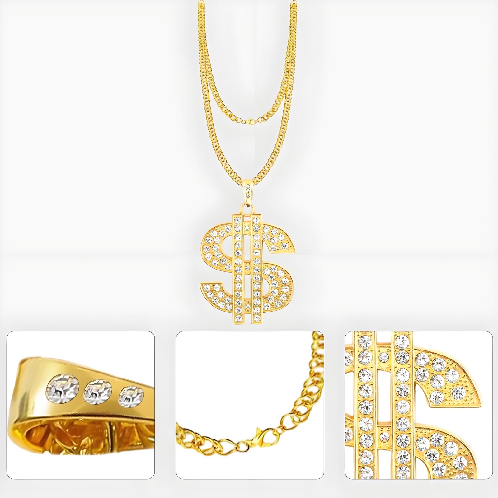 Money Chain Necklace Dollar Sign Chain Gold Dollar Sign Necklace Hip Hop Gold…