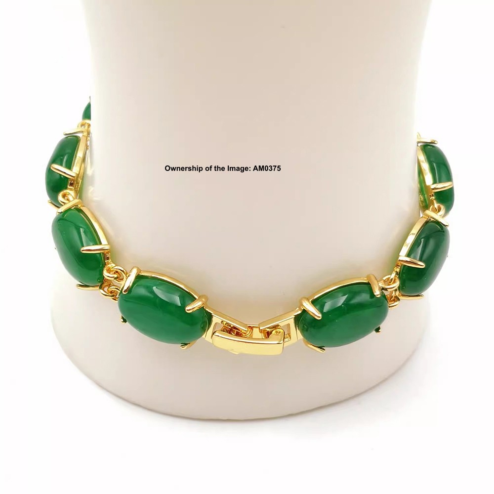 NEW Bracelet Heating Jade Yellow Plated Green Jade Bracelet For Women 7.1INCH