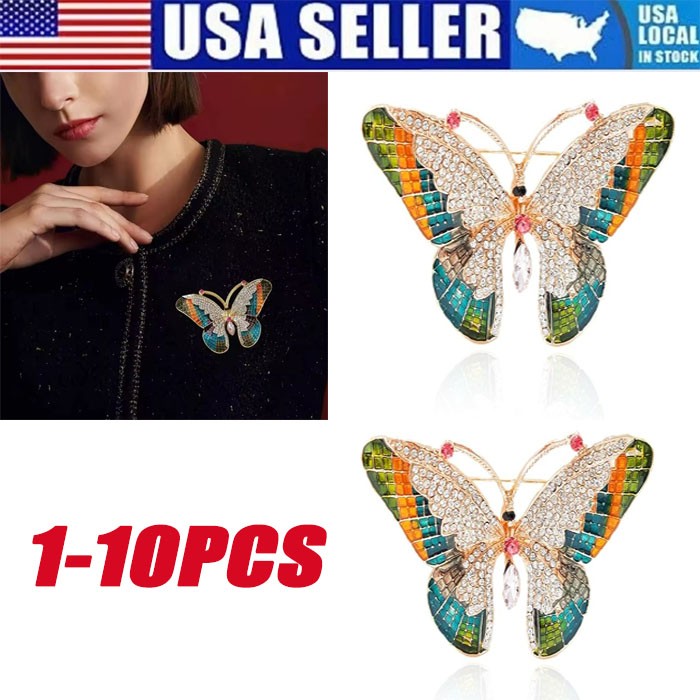 Fashion Luxury Colorful Rhinestone Butterfly Brooches For Women Insect Brooch