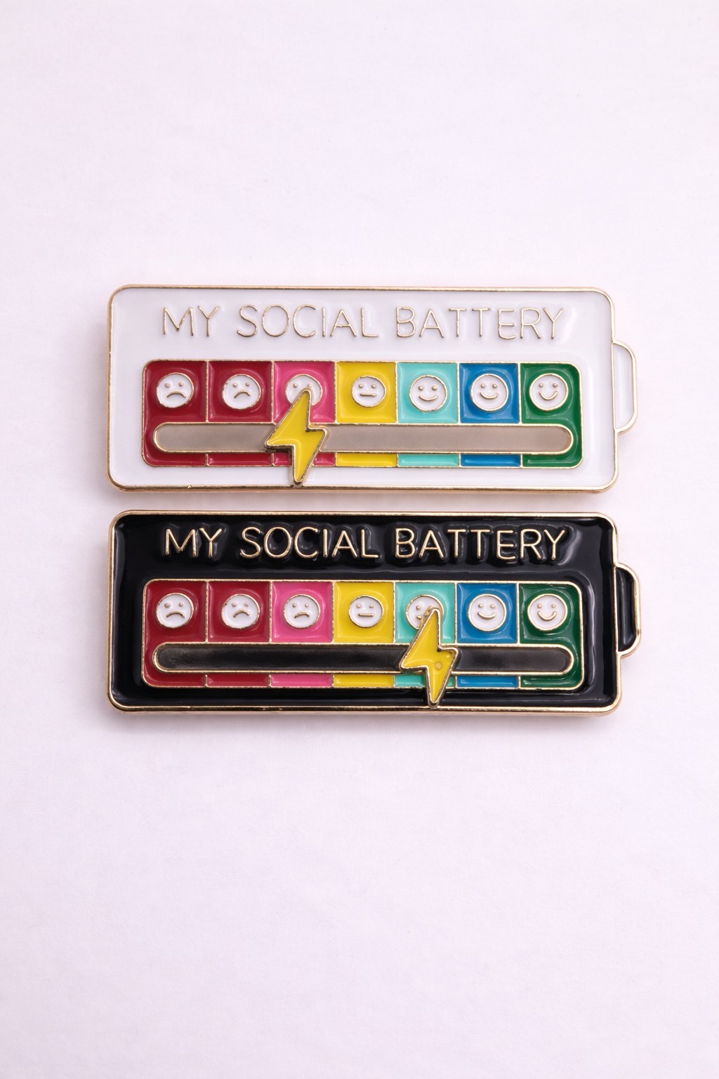 Social Battery Slider Pin Set 2 Interactive Mood Tracker Funny Introvert Gift