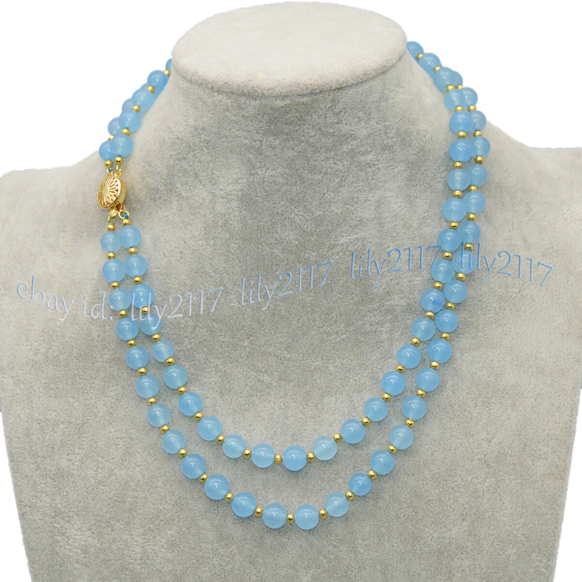 2 Rows 6/8/10/12mm Round Multicolor Jade Natural Gemstone Beads Necklace 18-19”