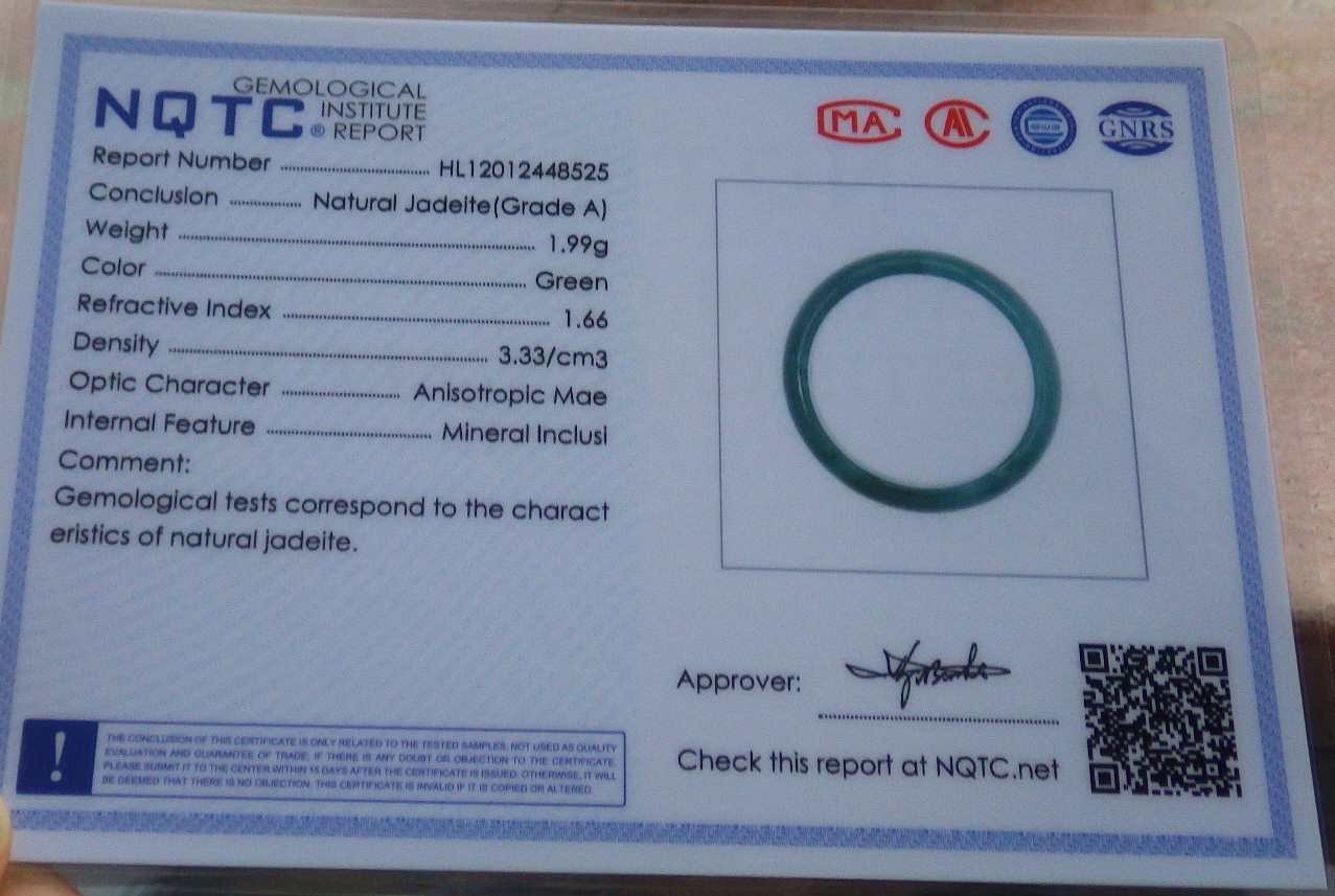 Video Certified Green Natural A Jadeite Jade Round Circle Ring NO. 8 # 121744 TS