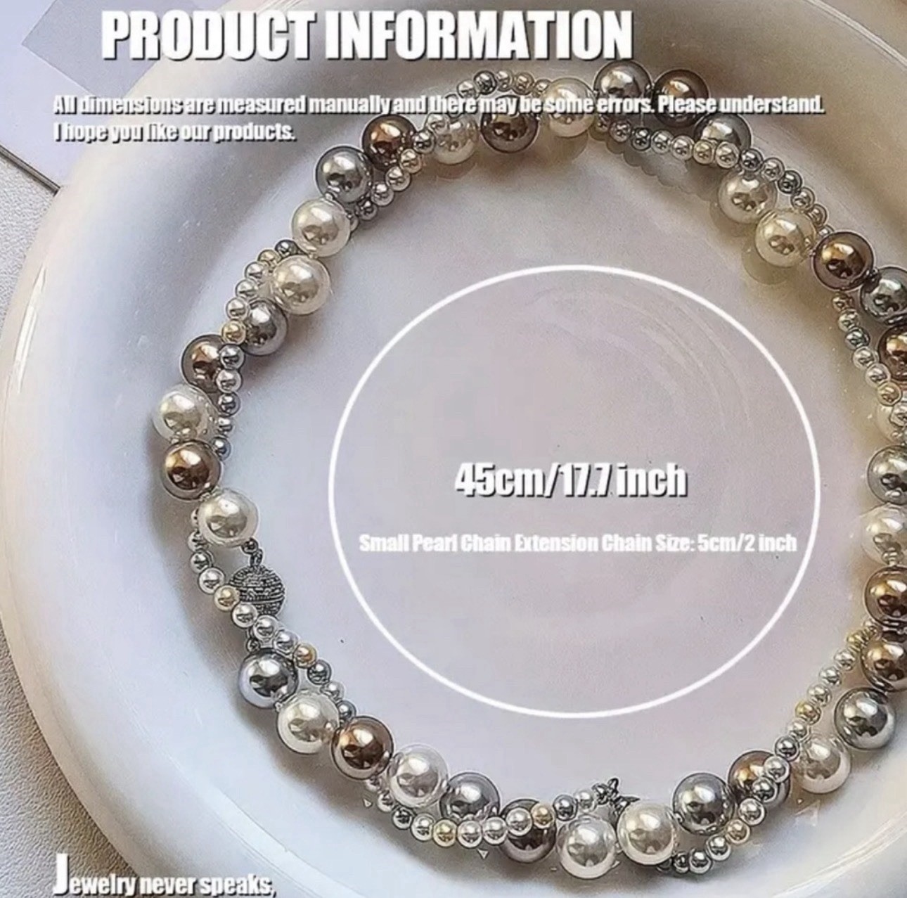 Multicolor Imitation Pearl Beaded Layered Choker Necklace 17.7in XL801