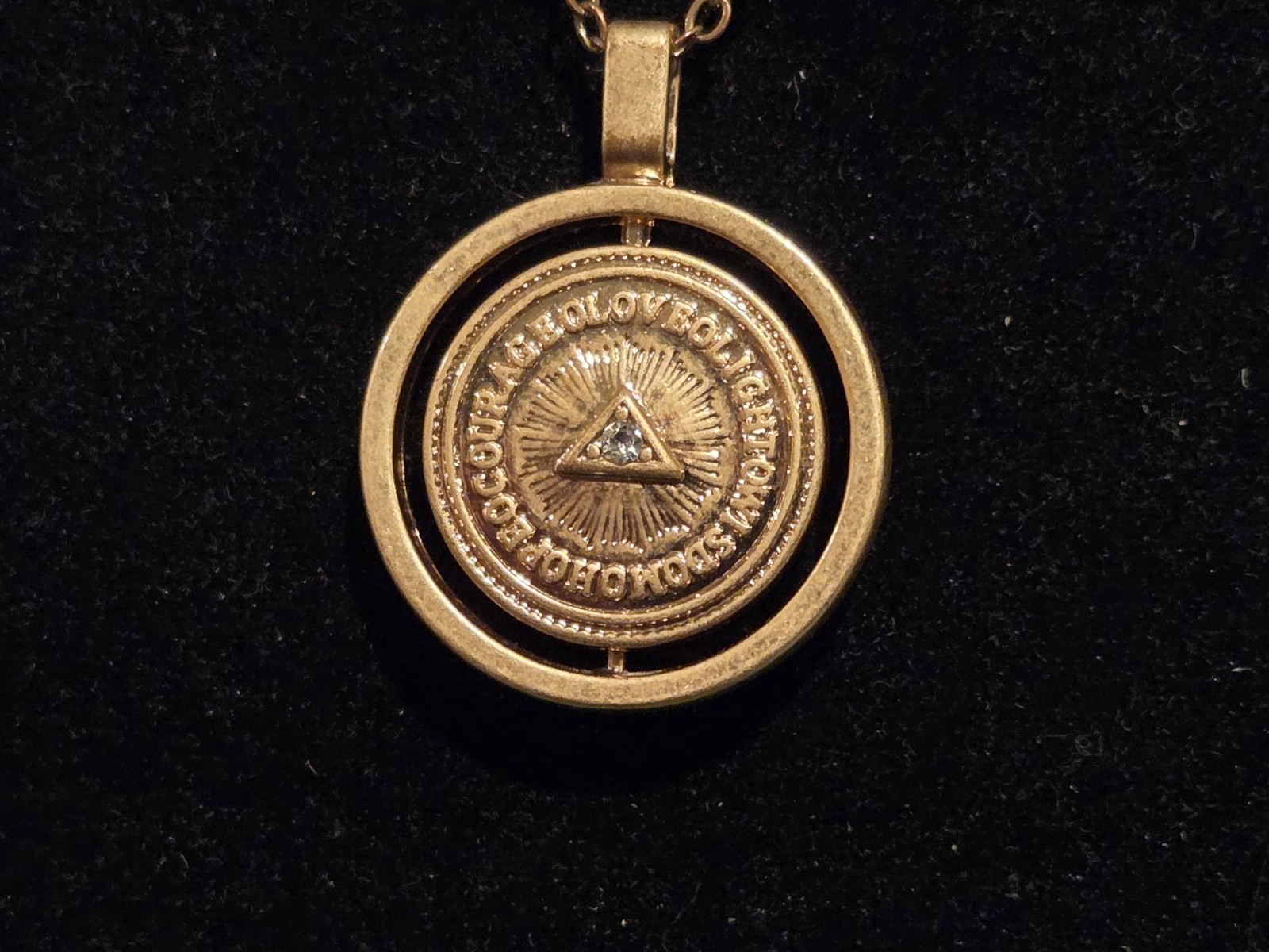 Reversible Seeing Eye Pyramid Medallion Pendant Necklace 28″