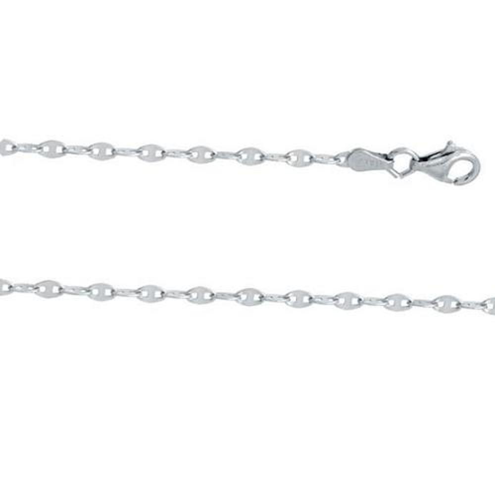 Sterling Silver Rhodium Finish 2.5 mm Confetti Link Chain Necklace,Made in Italy