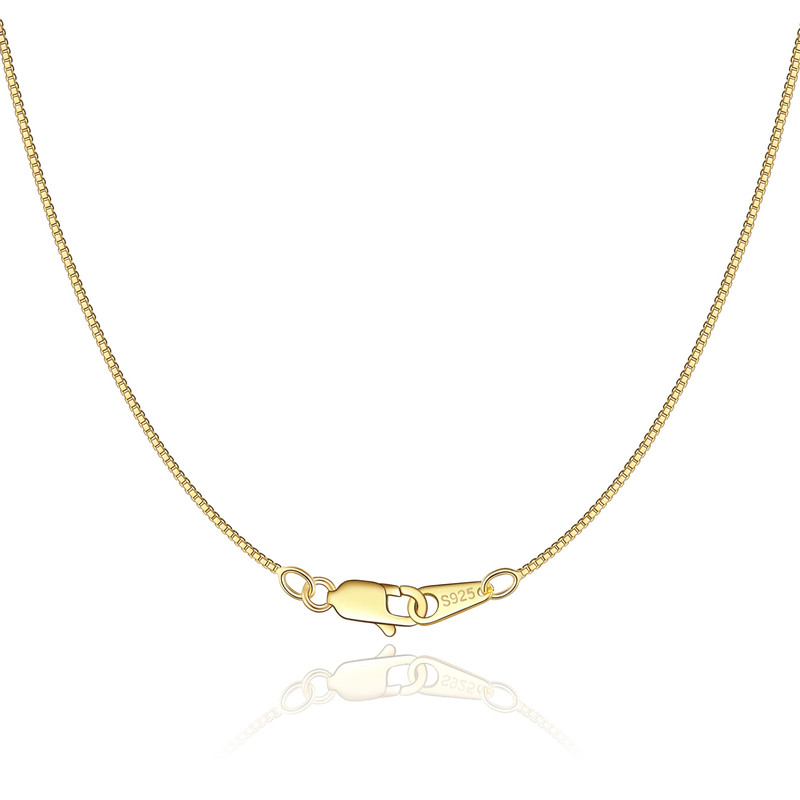 Jewlpire 18K Gold Plated Chain Necklace For Women 0.8Mm Chain 18K Gold Plated