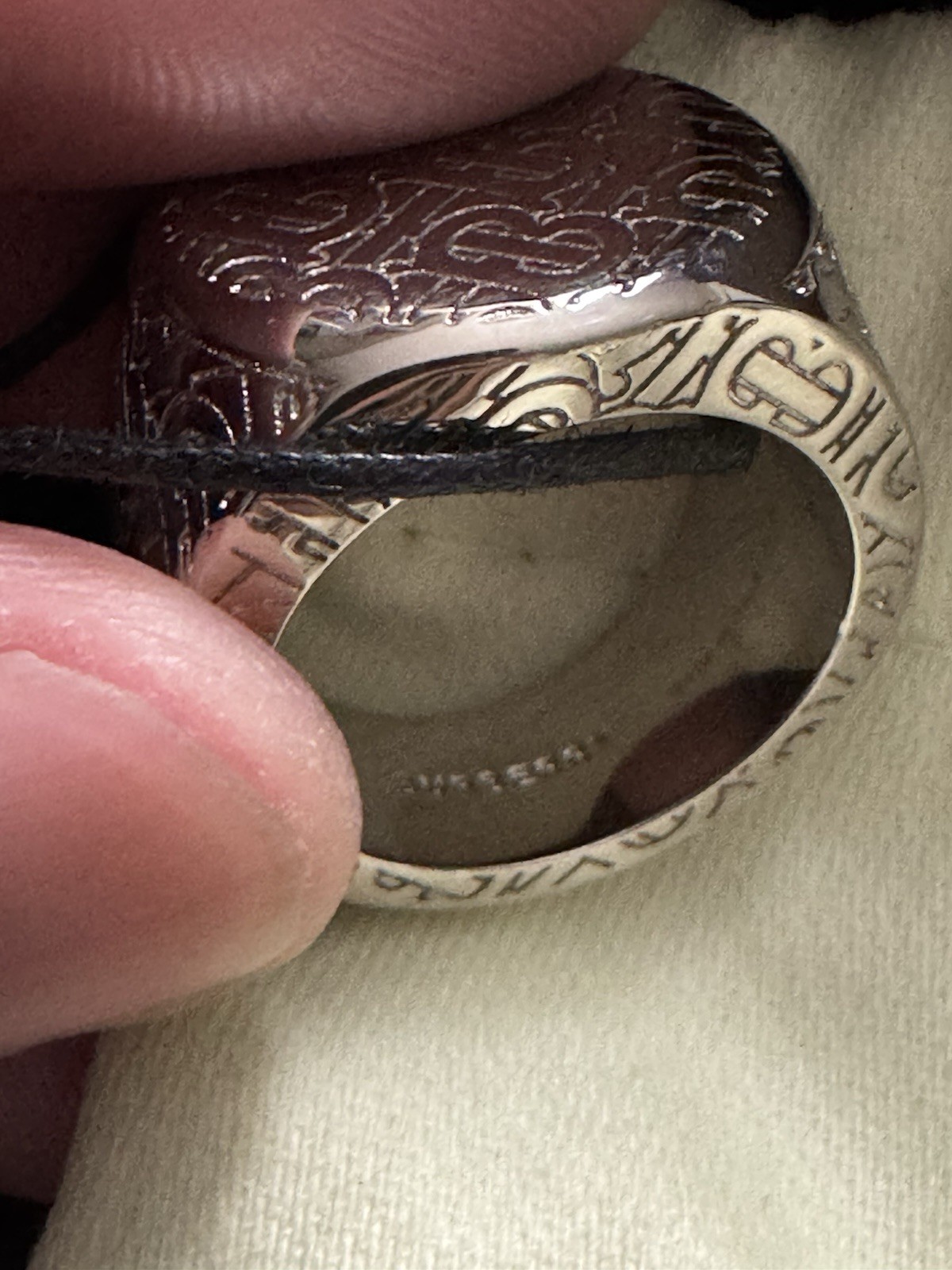 Burberry – Monogrammed Palladium-Plated Signet Ring – Silver Size 58