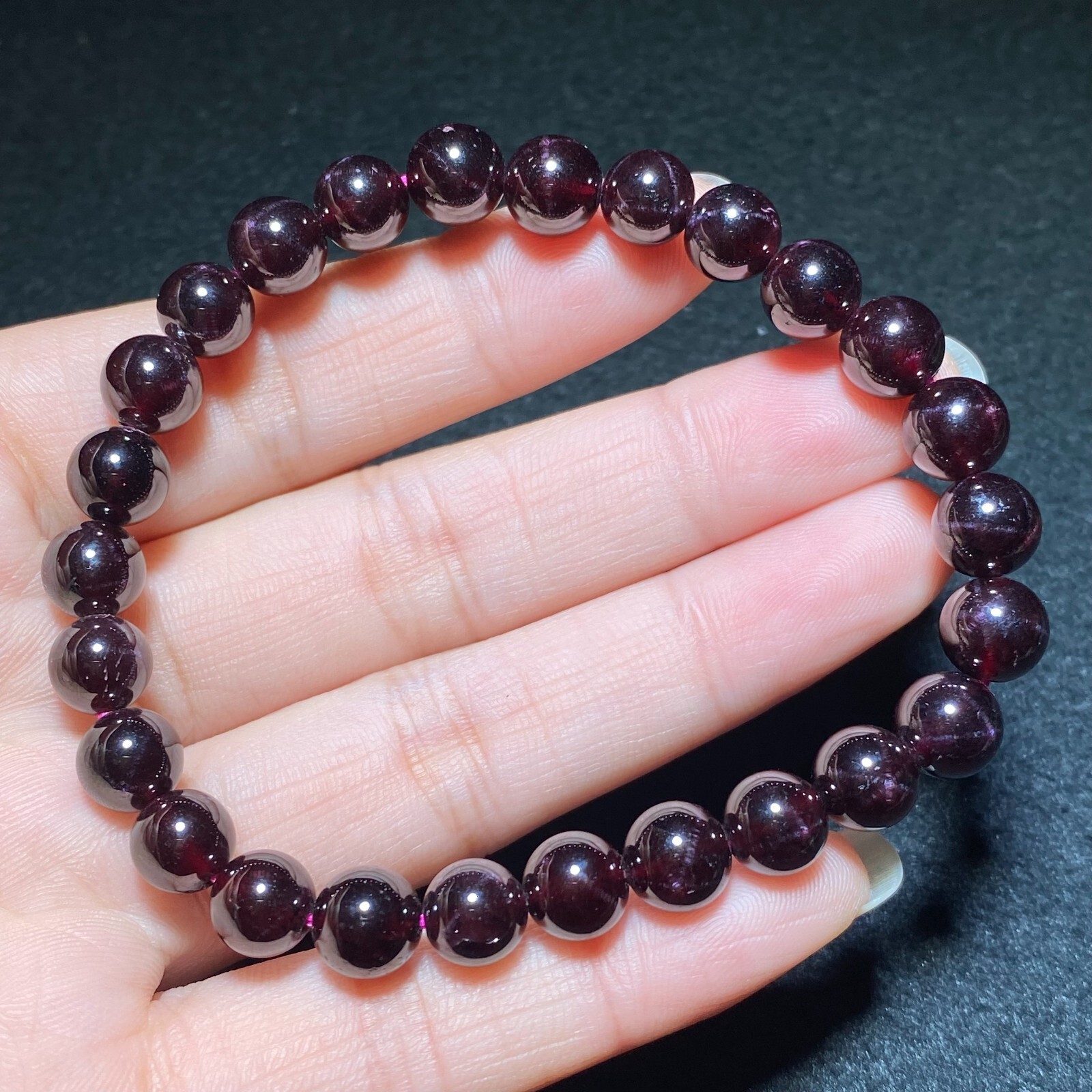 7.8mm Natural Red Starlight Garnet Crystal Beads Bracelet AAAA 1490