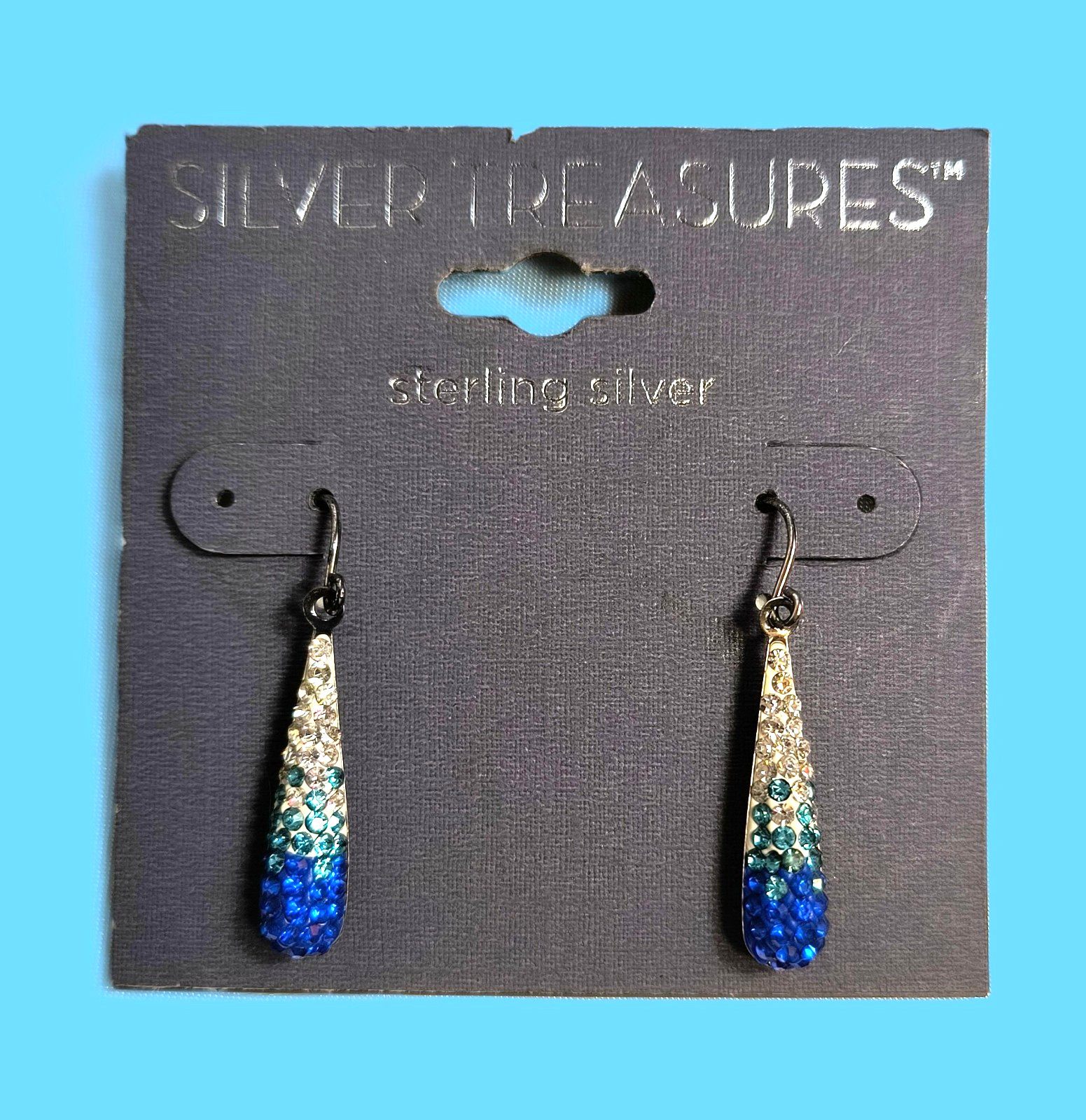 Silver Treasures New With Tags Sterling Silver Dangle/Drop Earrings Multicolor