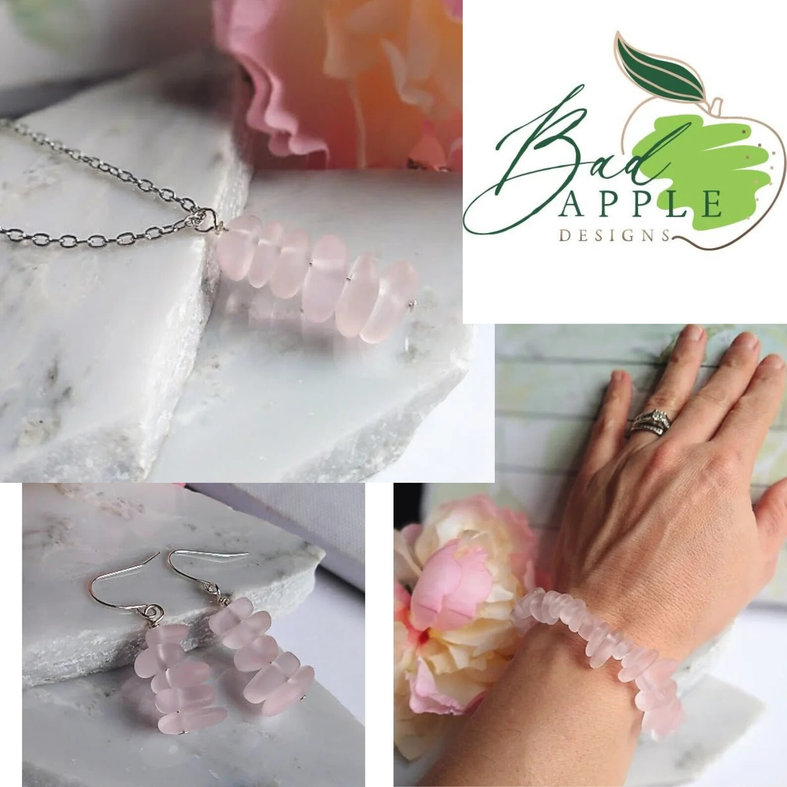 Pink Sea Glass Beach Strand Silver Bracelet, Beach Fashion, Beach Lover’s Gift