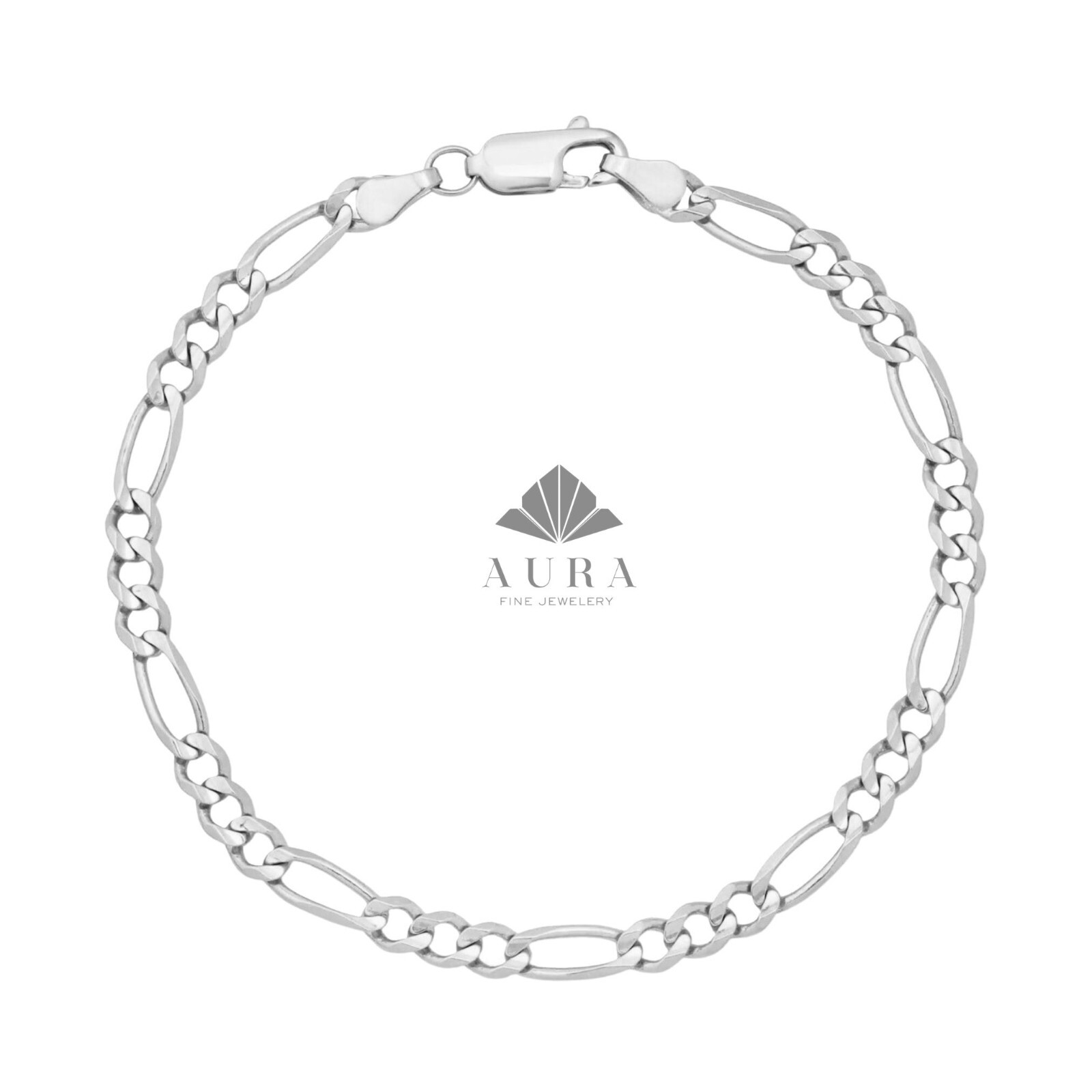 14K Gold Figaro Chain Bracelet, 2mm 3mm 4mm 5mm Figaro Chain Bracelet, Genuine