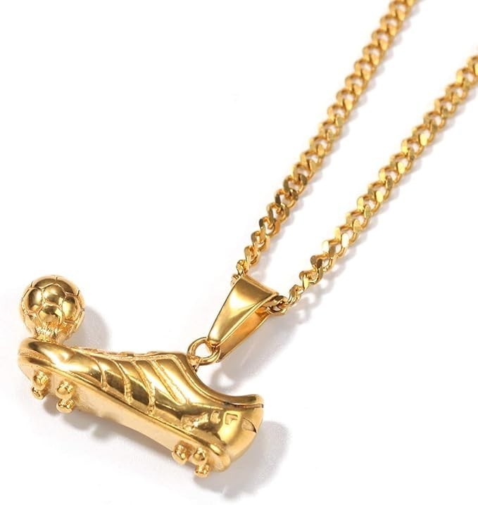Gold Soccer Cleat Ball Necklace Football Player Pendant World Cup MLS Gift