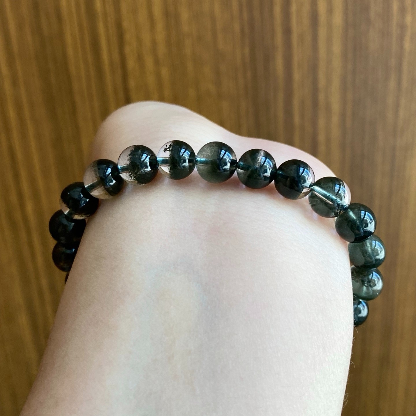 7.8mm Natural Green Phantom Quartz Bracelet healing Wealth Luck Crystal Jewelry