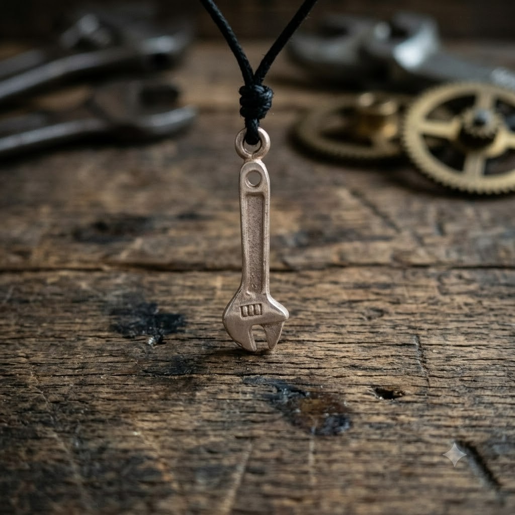 Adjustable Spanner 92.5 Sterling Silver Gold Brass Necklace Pendant Jewelry