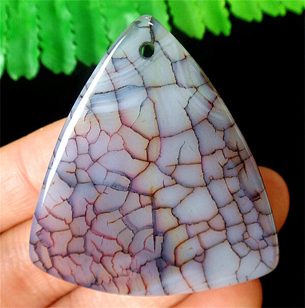 47x43x7mm Gray Dragon Veins Agate Triangle Healing Pendant Bead EA88671