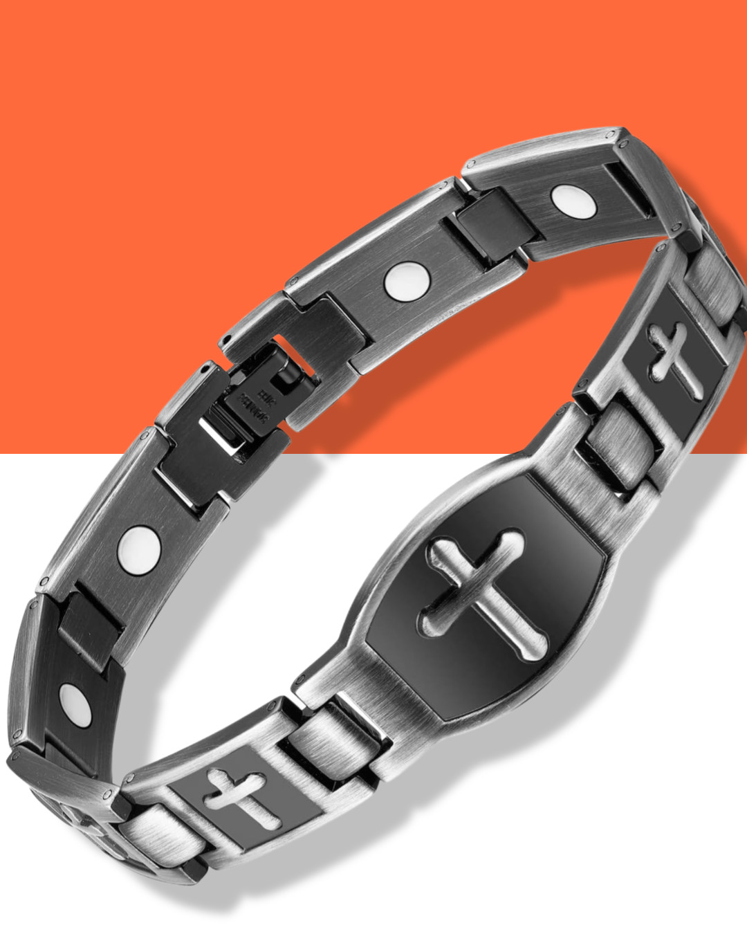 Magnetic Titanium Steel Bracelet for Men with Adjustable Length and Sizing Tool
