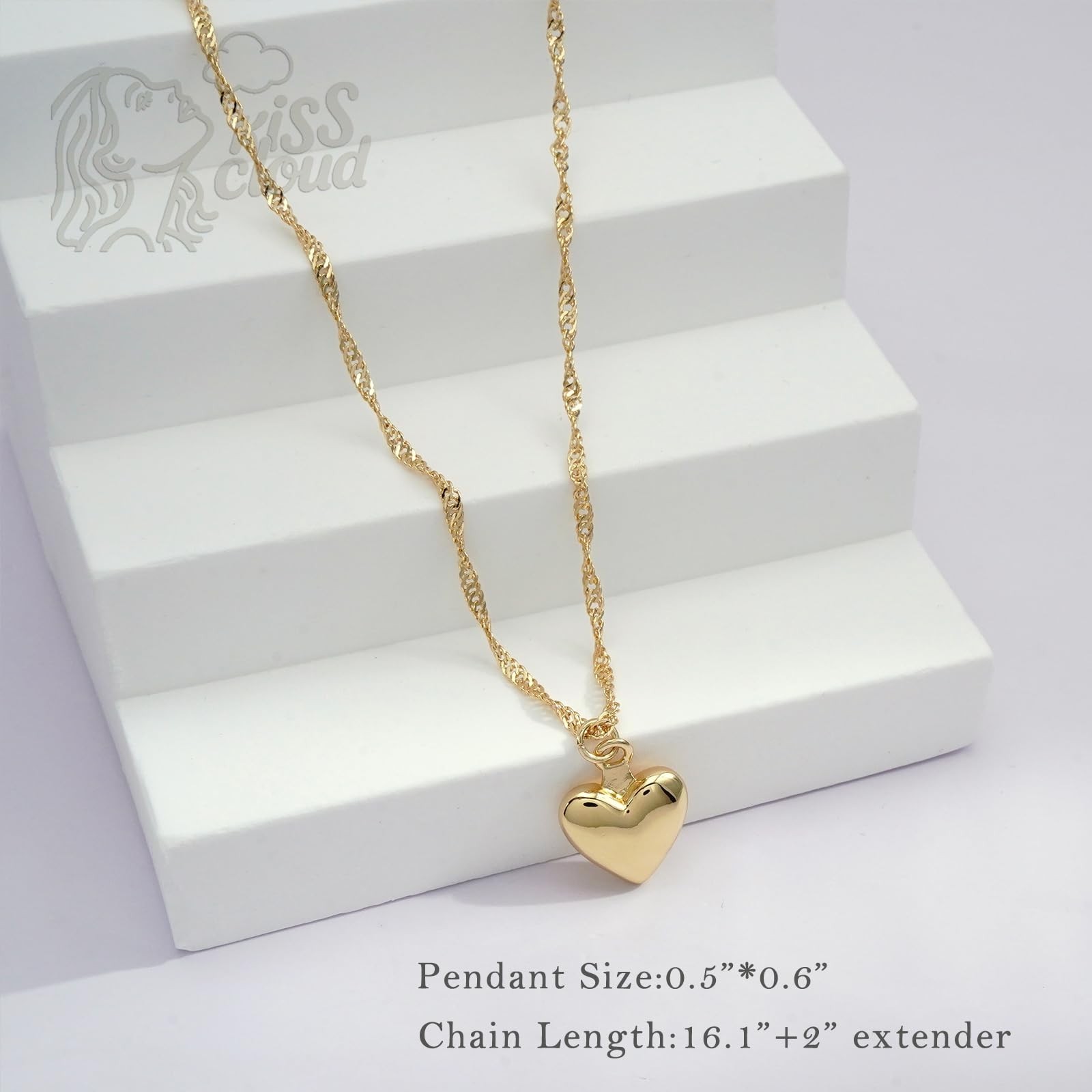 Dainty Gold Necklace for Women – 14K Plated Heart Pendant, Sun Compass, CZ Charm