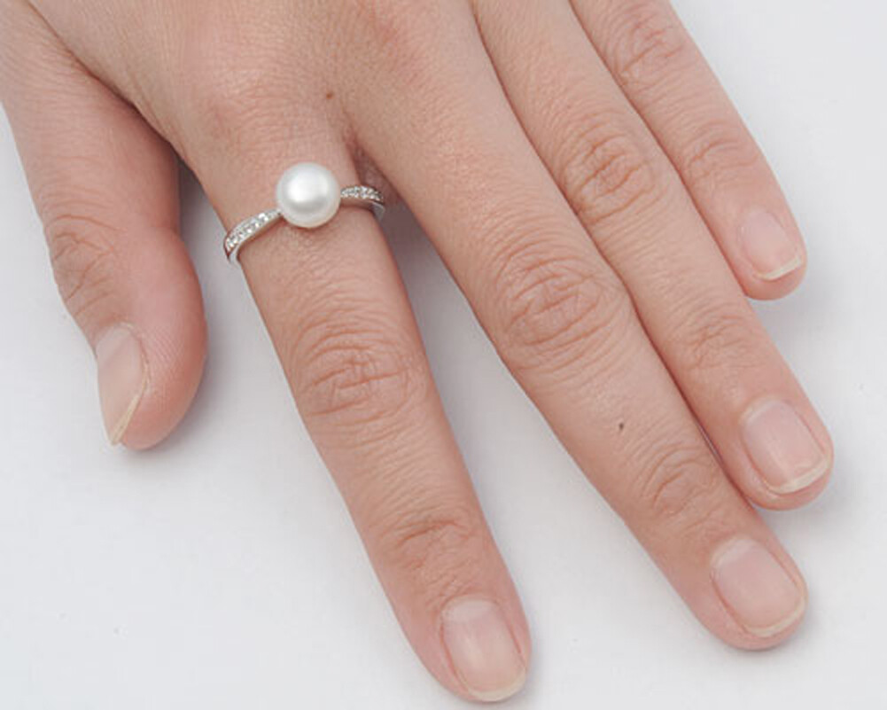 Sterling Silver Woman’s Freshwater Pearl Ring Classic 925 Band 8mm Sizes 4-11