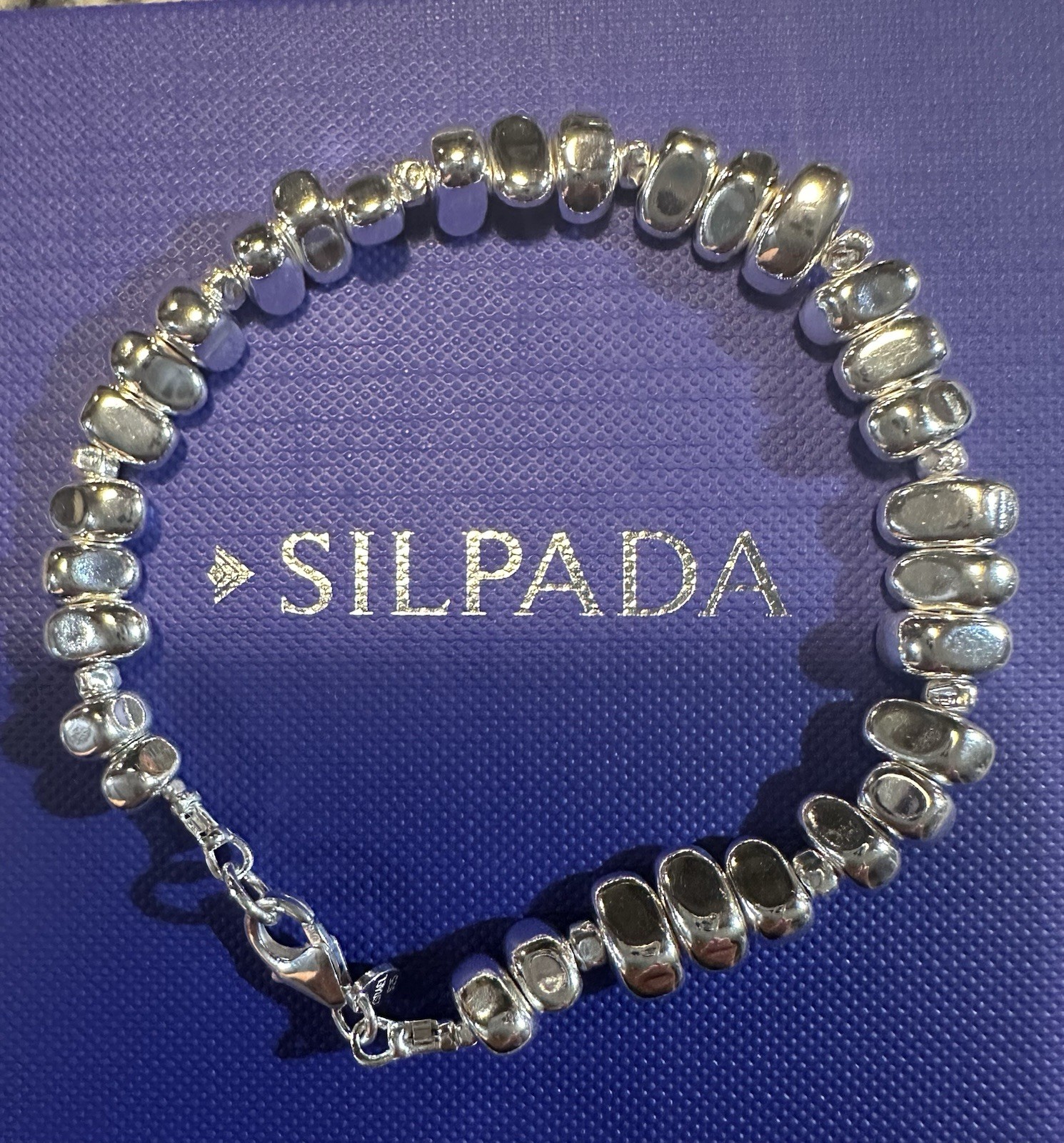 Silpada B5178 Collected Beauty Sterling Silver Hematite Bead Bracelet. 7.5″ New