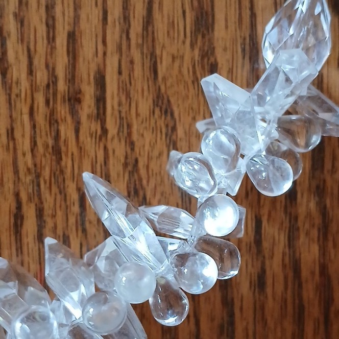 Clear Crystal Chip Beaded Necklace, Beaded Chain, Lobster Clasp