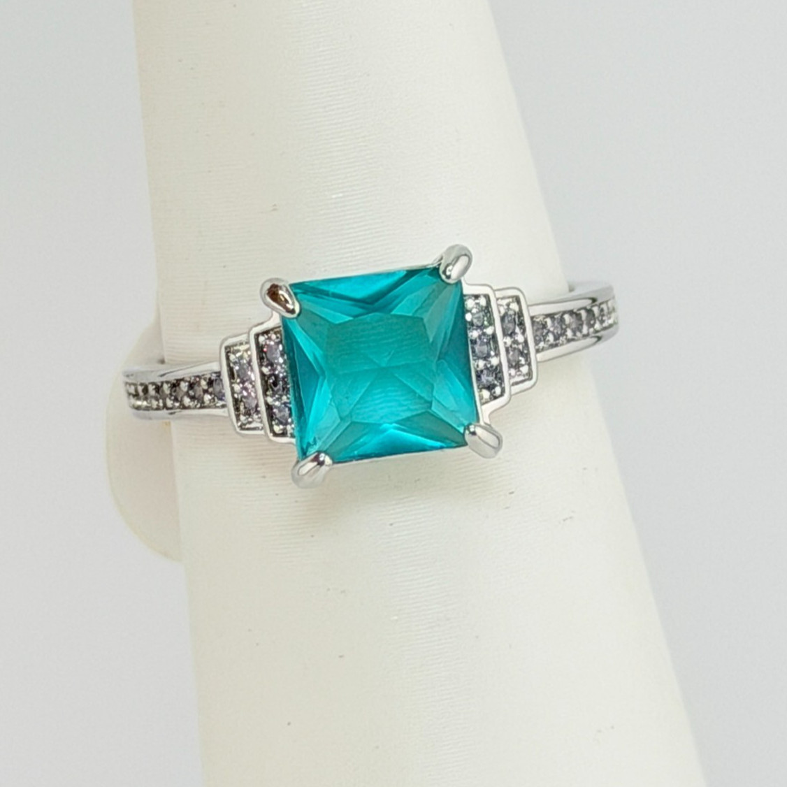 Bomb Party Sz 7 “A Song of Love” RBP2152 RETRO Dark Aquamarine Rhodium